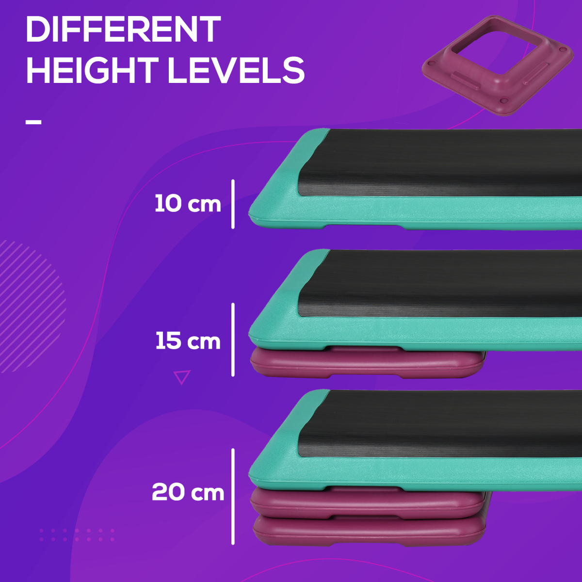 Adjustable Aerobic Stepper - Compact Indoor Workout Equipment by HOMCOM - All Round Fitness