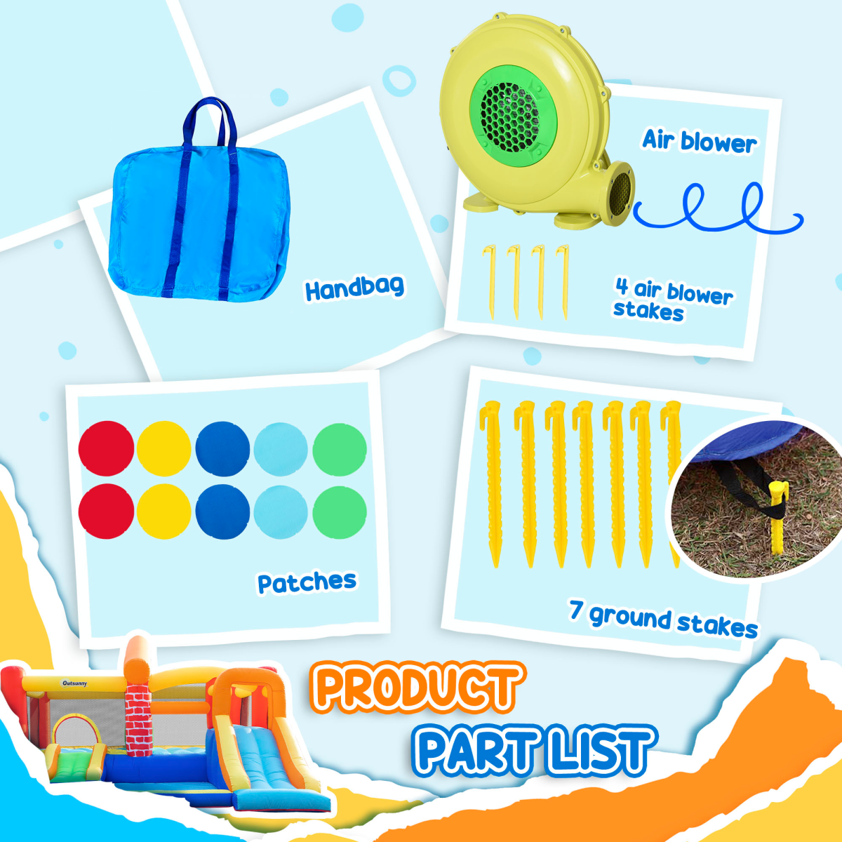 Kids Inflatable Bouncy Castle with Double Slides, Pool, Trampoline & Blower – Outdoor Fun Playhouse