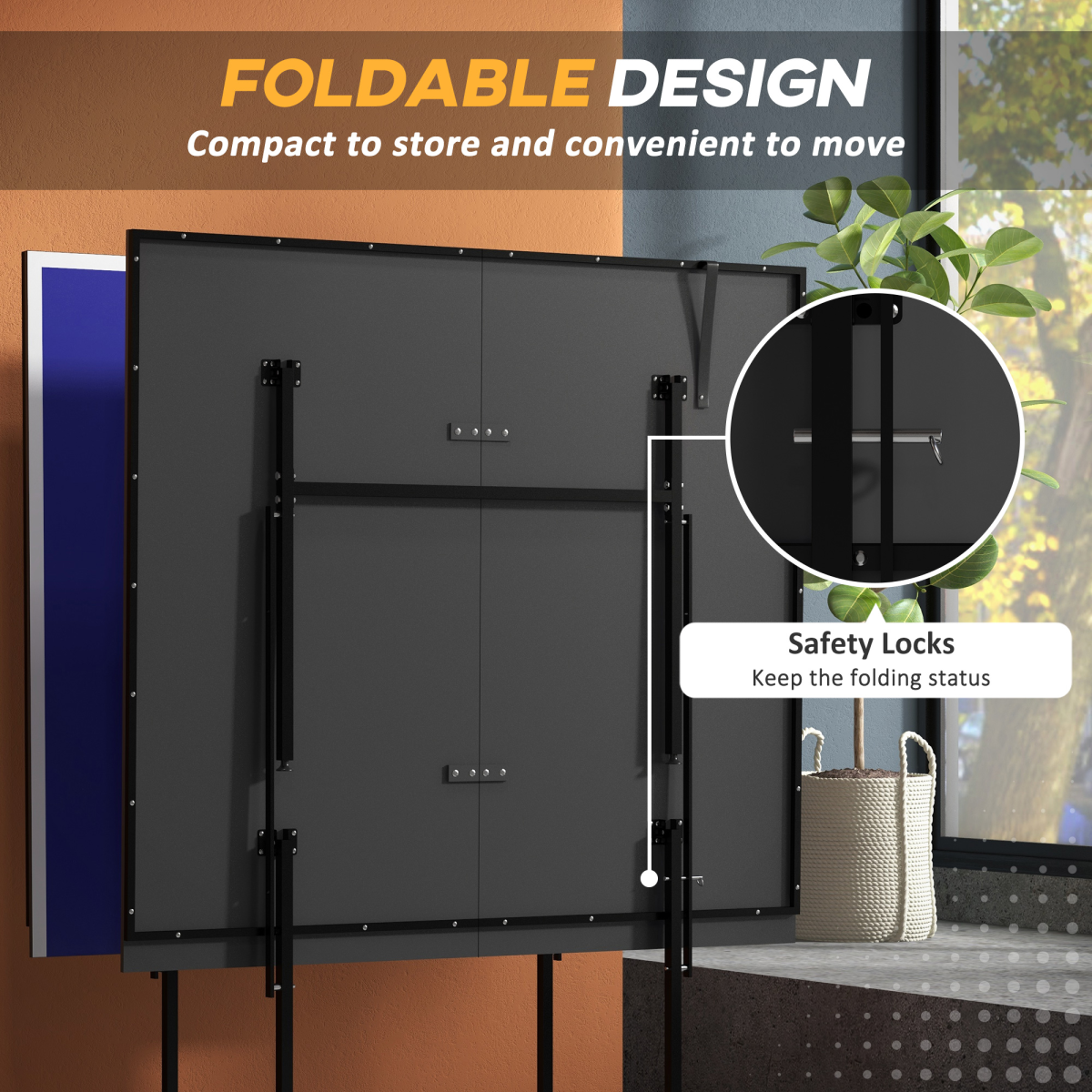 9FT Folding Table Tennis Table with Locking Wheels & Accessories – Blue