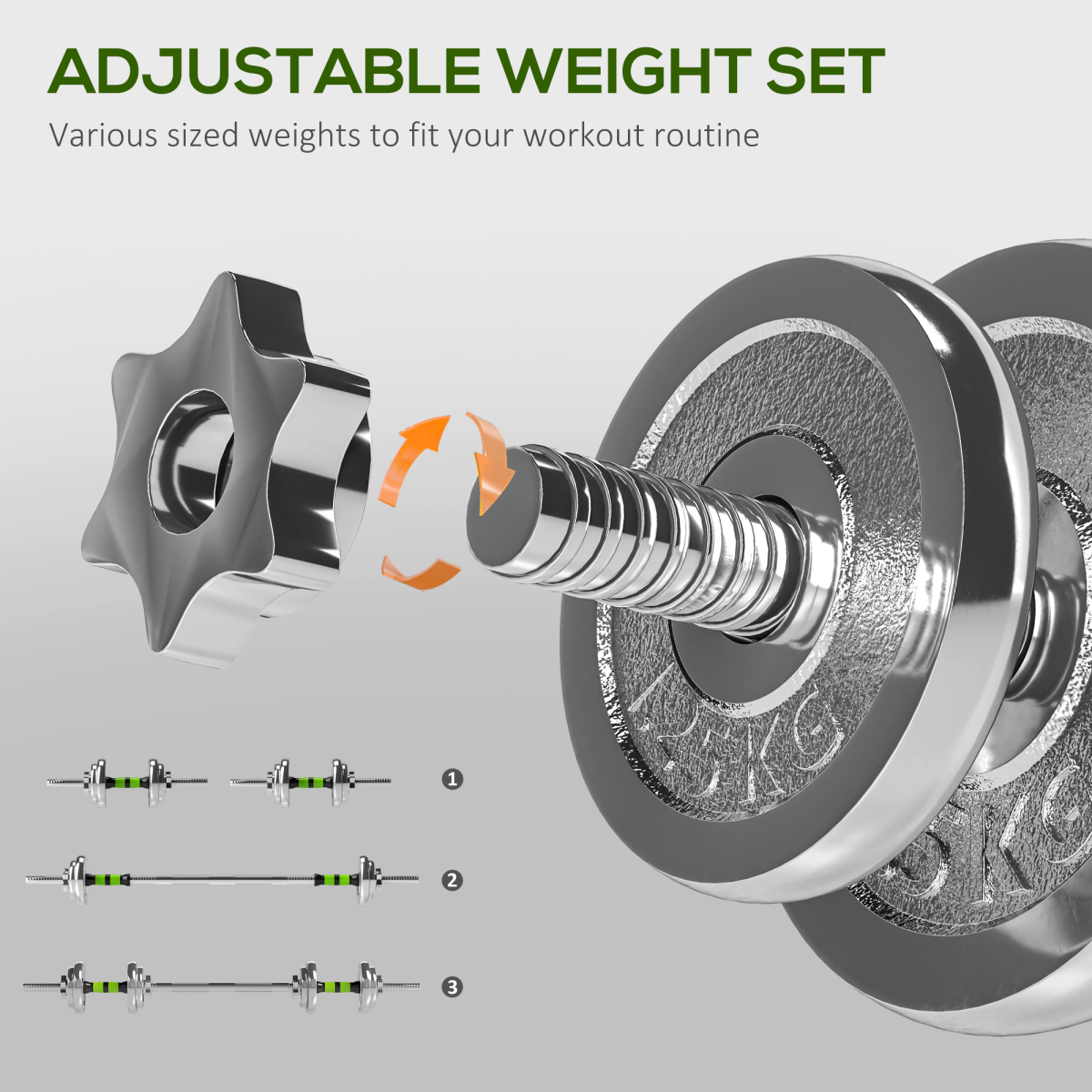 SPORTNOW 20kg 2-in-1 Adjustable Dumbbells Barbell Set for Ultimate Home Fitness - All Round Fitness