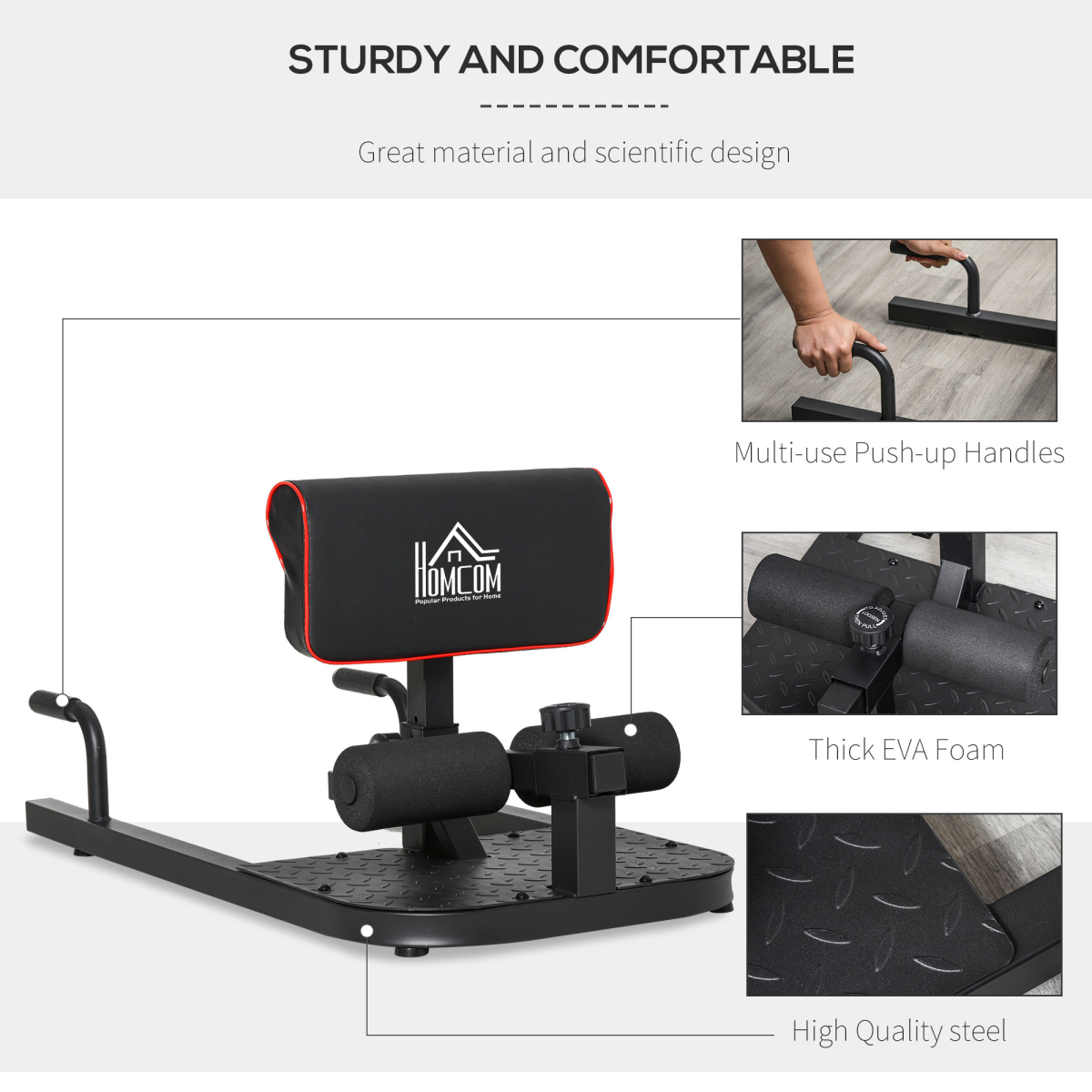 Versatile 3-in-1 Home Gym: Squat, Sit-Up & Push-Up Machine by HOMCOM - All Round Fitness