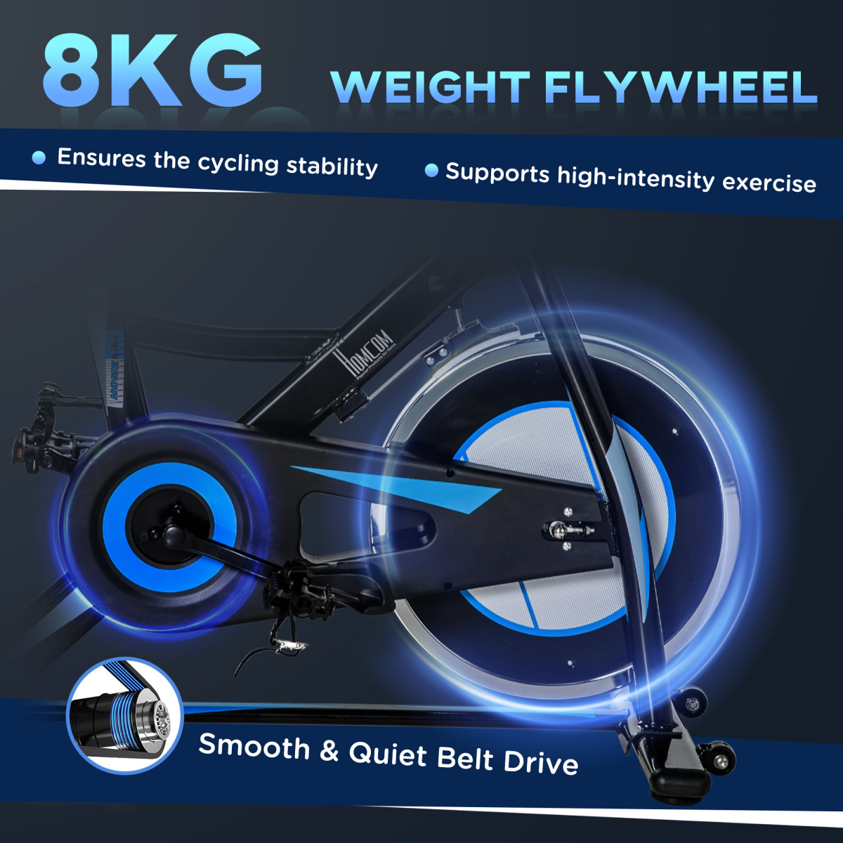 8kg Flywheel Stationary Exercise Bike – Indoor Cycling Cardio Workout Bike with Adjustable Resistance & LCD Monitor - All Round Fitness