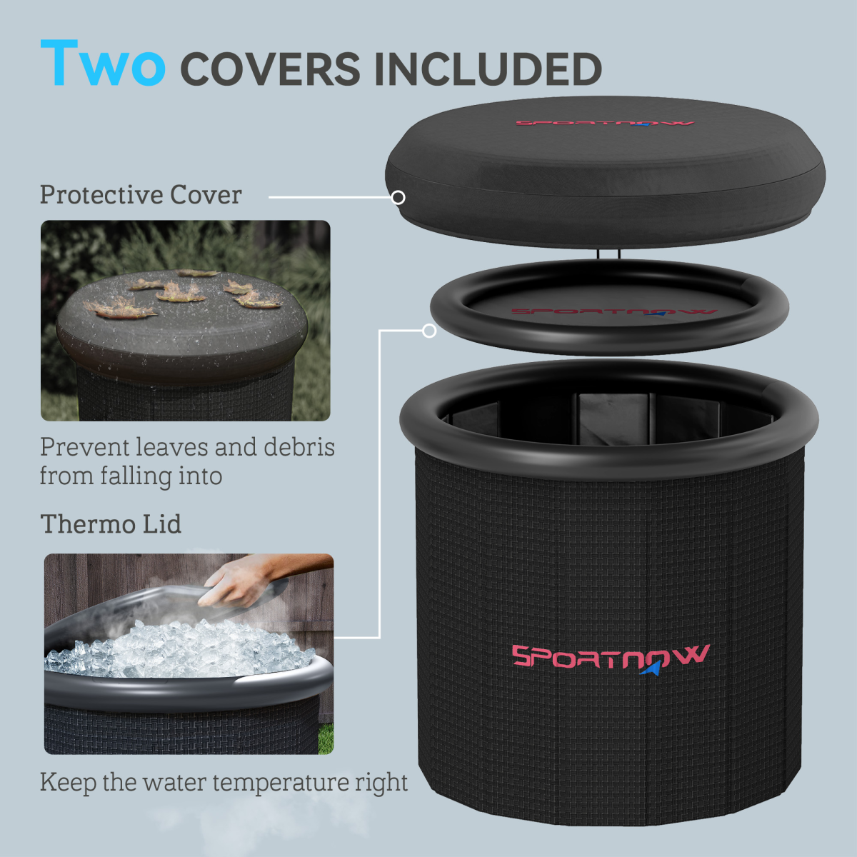 SPORTNOW Portable Ice Bath Tub 300L – Outdoor Cold Water Therapy Recovery Tub, Black