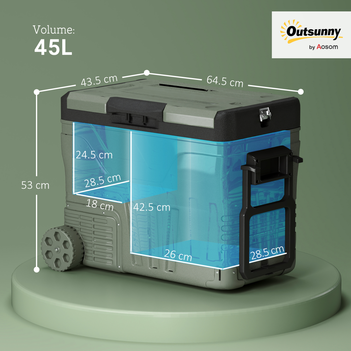 45L Portable Camping Fridge Freezer with Dual Zone, Car & Home Use, -20℃ to 20℃