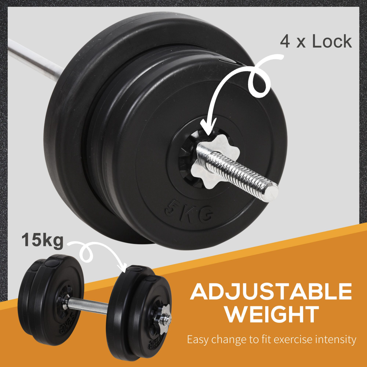 HOMCOM 65kg Adjustable Dumbbell & Barbell Set - Ultimate Home Gym Versatility - All Round Fitness