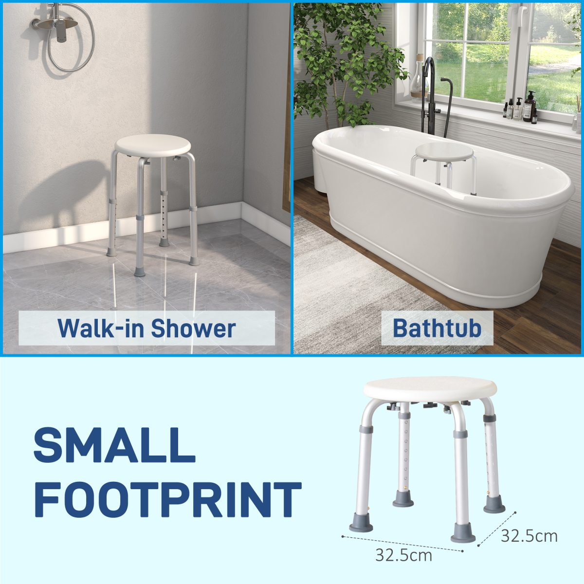 Adjustable Bath Chair & Shower Seat for Elderly - Safe, Slip-Resistant Comfort - All Round Fitness