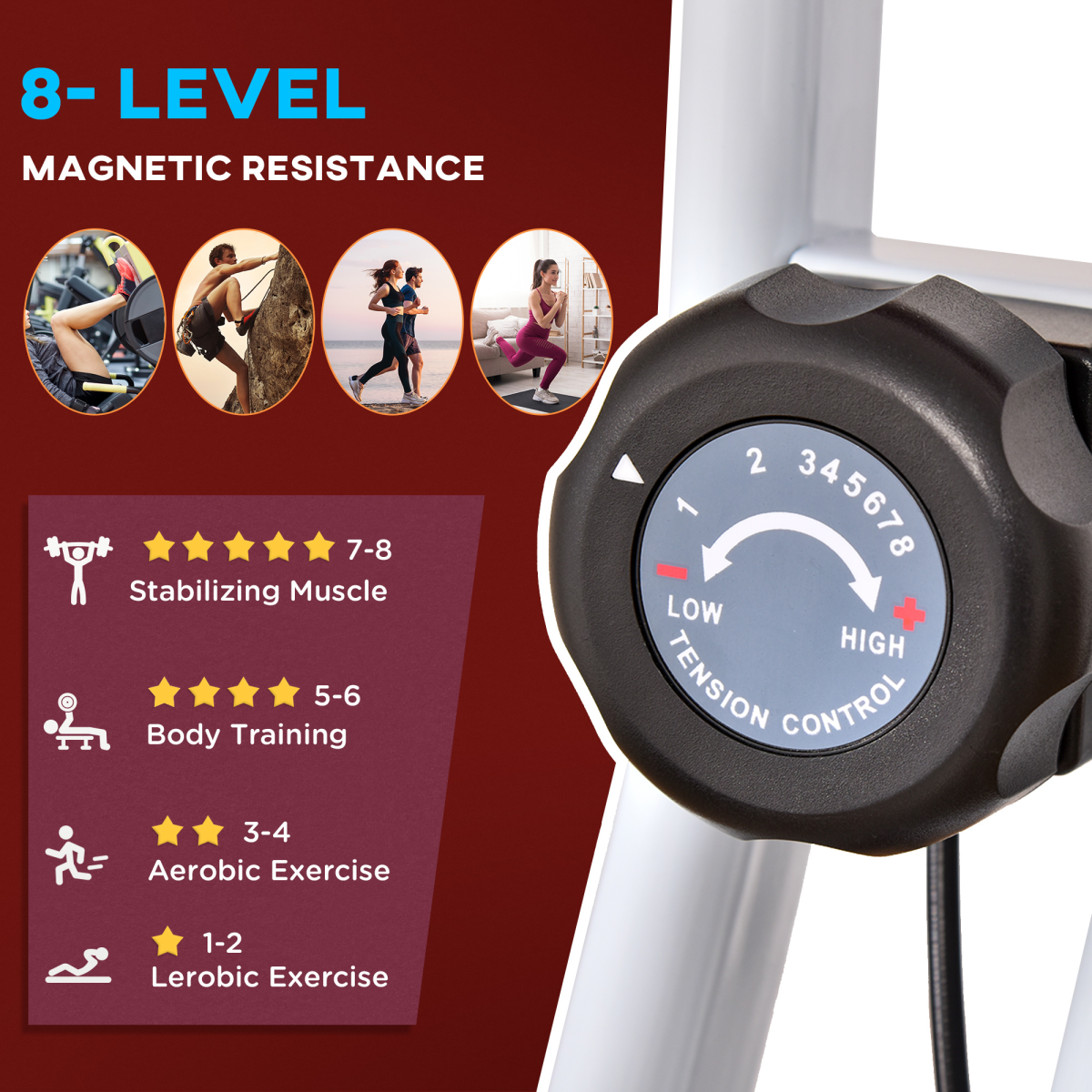 Foldable Magnetic Resistance Exercise Bike with LCD & Adjustable Seat - HOMCOM - All Round Fitness