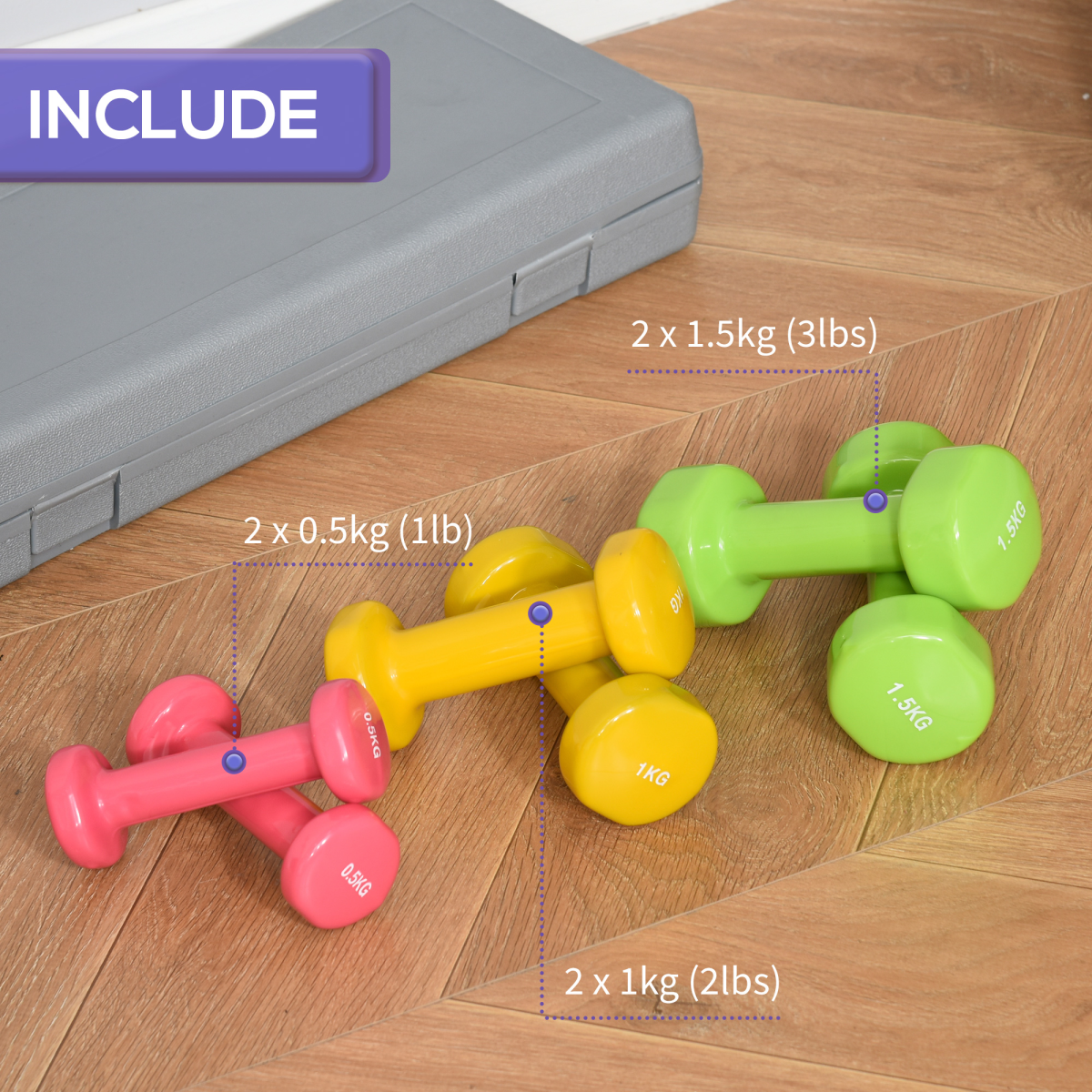 HOMCOM Versatile 6kg Dumbbell Set - Ideal for Home Workouts & Travel - All Round Fitness