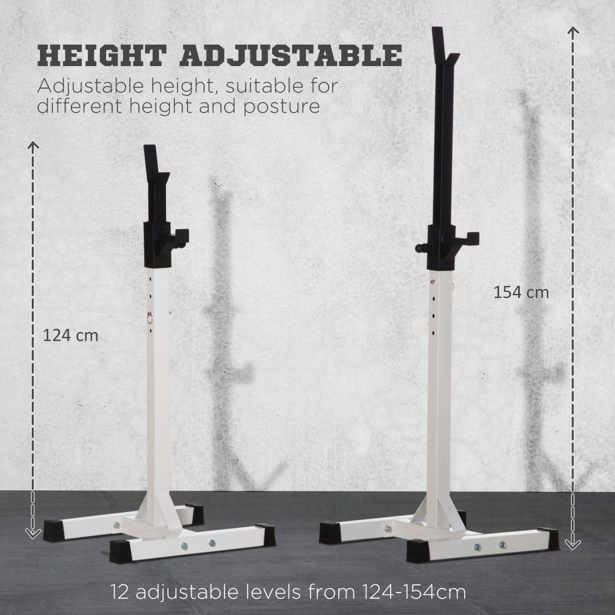 Heavy Duty Adjustable Squat & Barbell Stand – Multi-Use Power Rack for Home & Gym Training - All Round Fitness