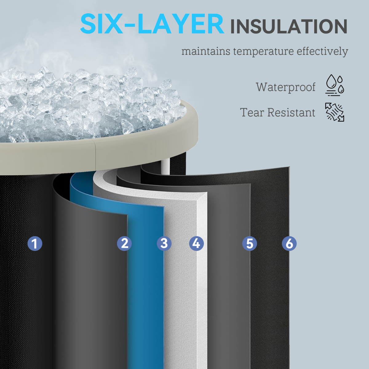 SPORTNOW Ice Bath Tub Outdoor – 210L Portable Cold Water Therapy Recovery Tub, Black