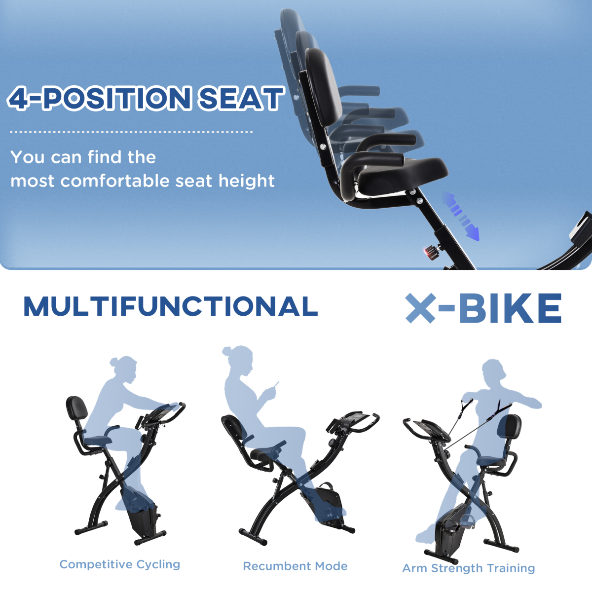 Versatile 2-in-1 Upright & Recumbent Bike with 8 Resistance Levels & Pulse Monitor - All Round Fitness