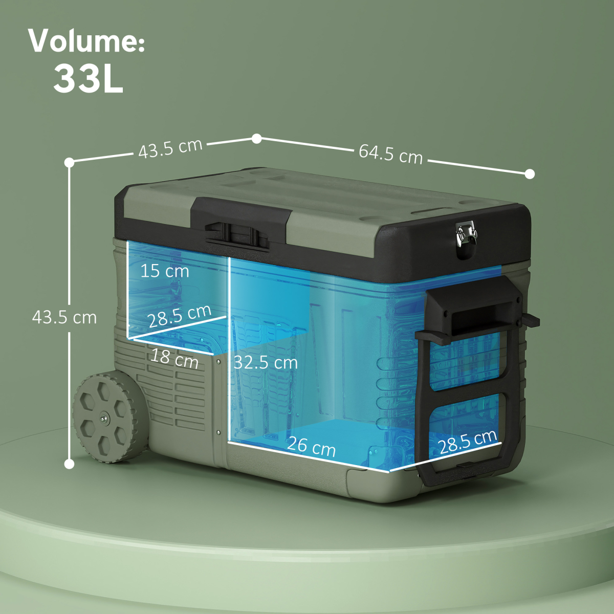 Outsunny 33L Portable Camping Fridge Freezer with Dual Zone, Car & Home Use, -20℃ to 20℃