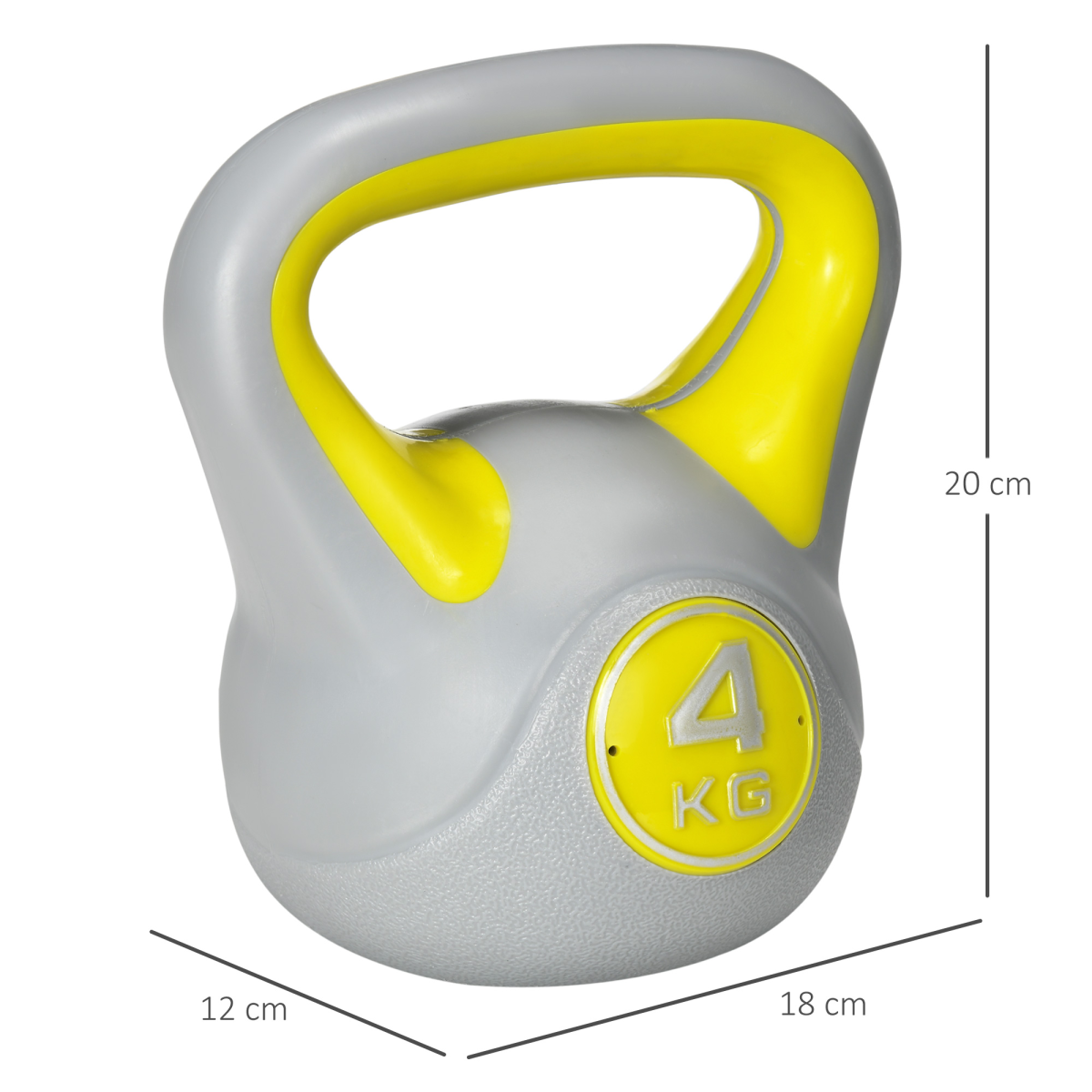 SPORTNOW 4kg Kettlebell: Elevate Your Home Workouts in Yellow & Grey! - All Round Fitness