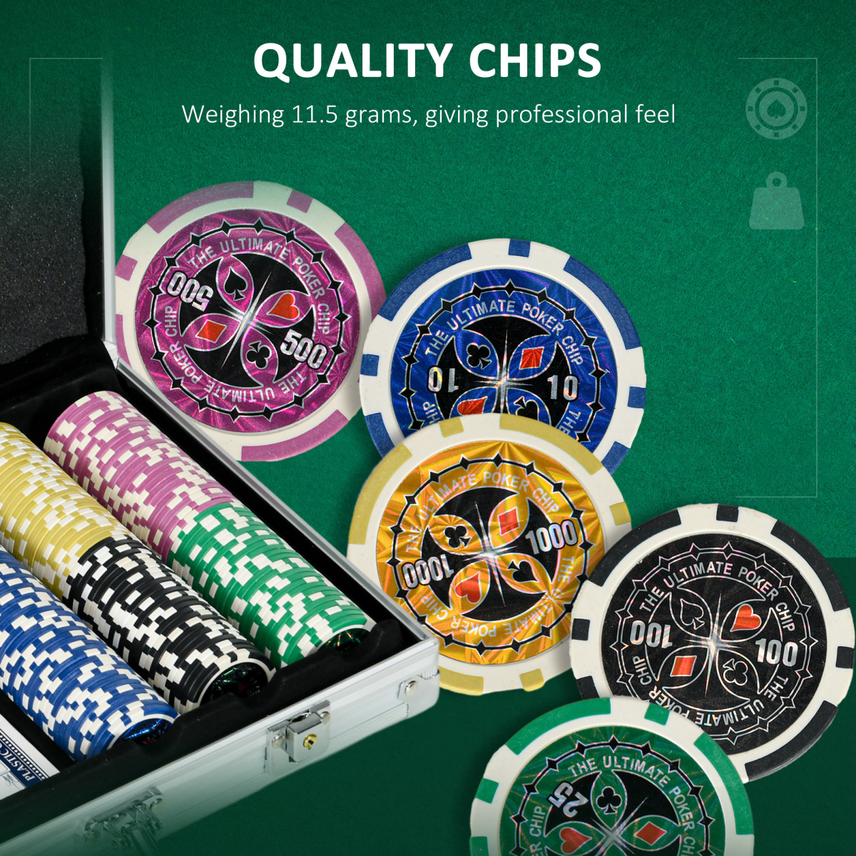 SPORTNOW 300-Piece Poker Chips Set with Mat, Aluminium Case & Two Decks of Cards