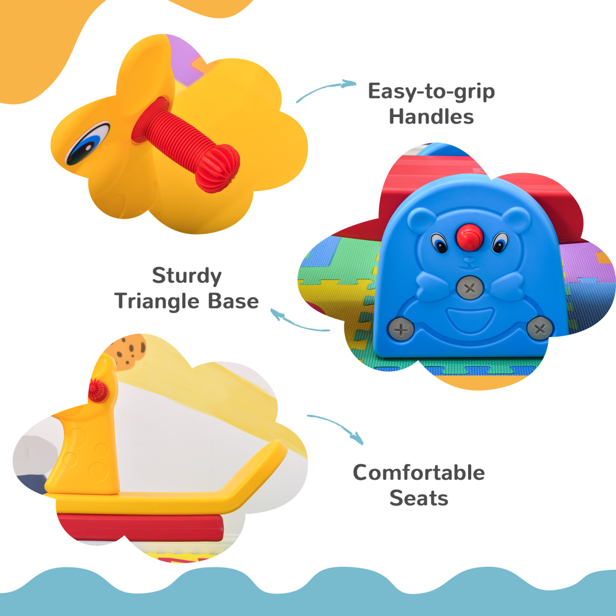 Kids Seesaw with Animal Design – Safe 2-Seat Teeter Totter with Easy-Grip Handles