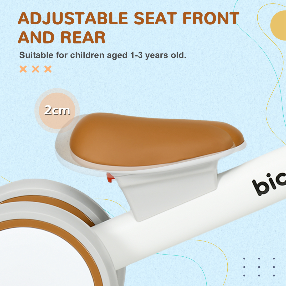 AIYAPLAY Kids Balance Bike for 1–3 Years – Adjustable Seat, Indoor/Outdoor Ride-On (Brown or Pink)