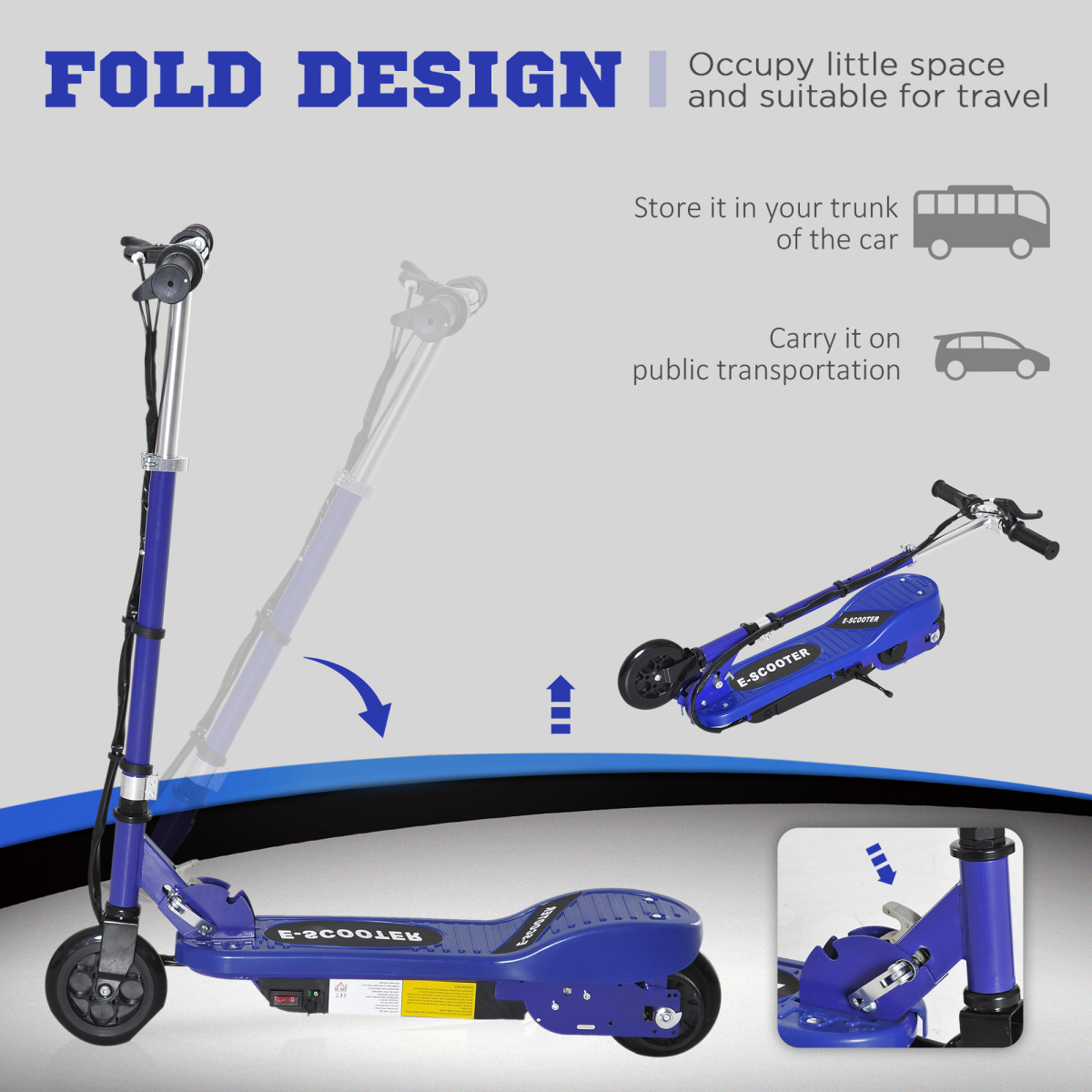 Ultra-Fold Kids Electric Scooter - Adjustable Speed & Portable Design by HOMCOM - All Round Fitness