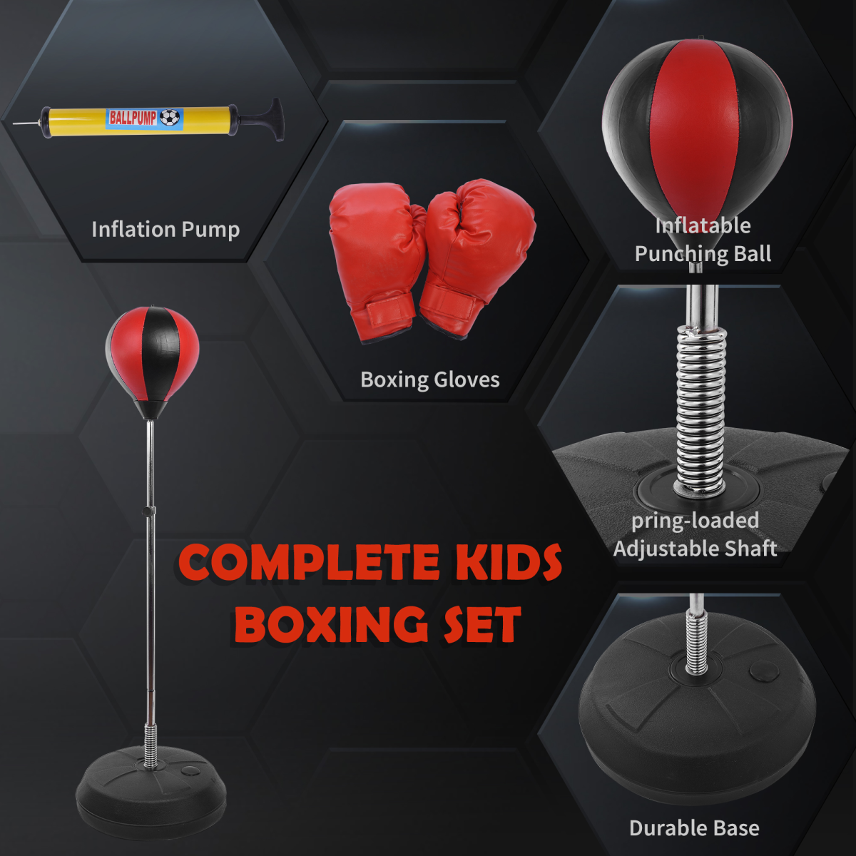 Ultimate Kids Boxing Set: Adjustable Punching Ball & Gloves for Active Play! - All Round Fitness