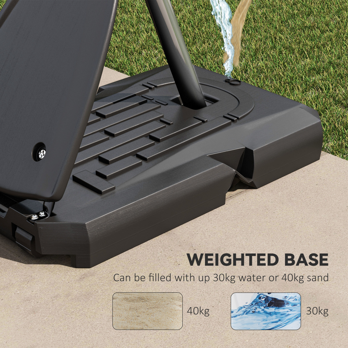 Adjustable Basketball Hoop with Weighted Base, 2.4–2.9m, Red