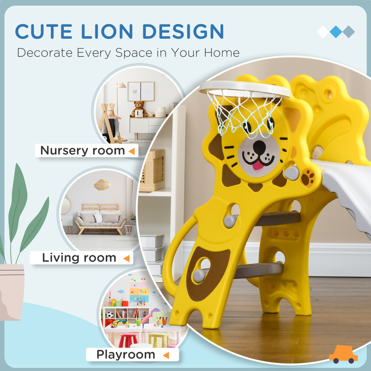 AIYAPLAY 2-in-1 Toddler Slide with Basketball Hoop – Indoor Playground for 18–36 Months