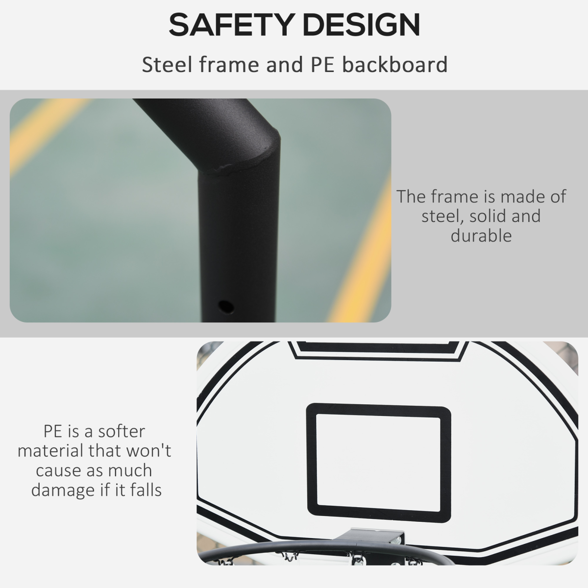 Basketball Stand with Adjustable Hoop – 94-123cm Height, Portable Poolside Net