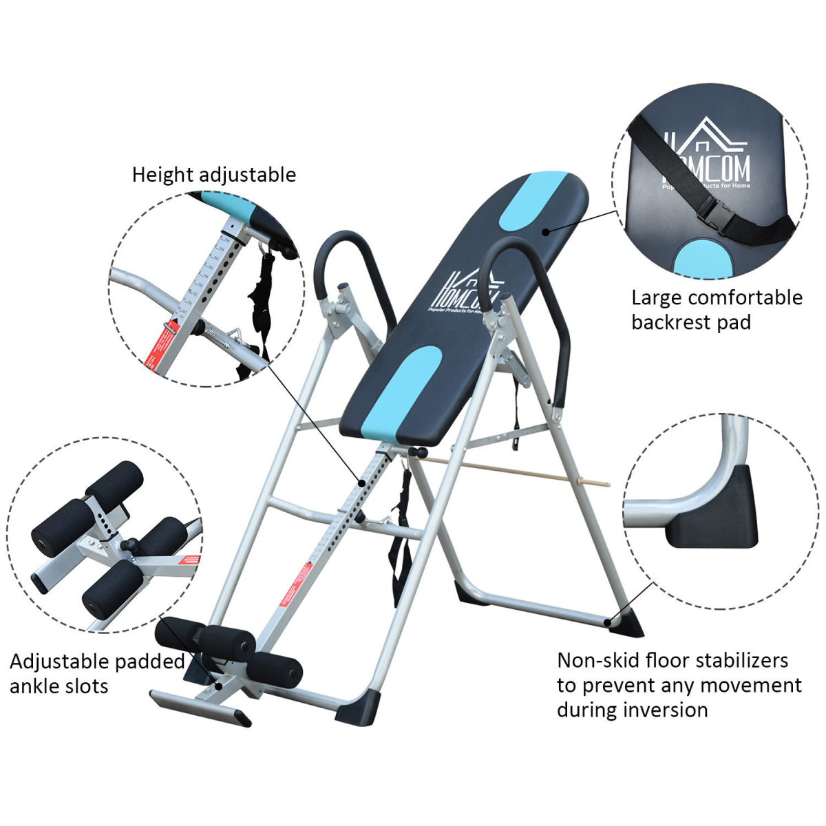 Adjustable Foldable Inversion Table for Back Pain Relief & Home Fitness - All Round Fitness