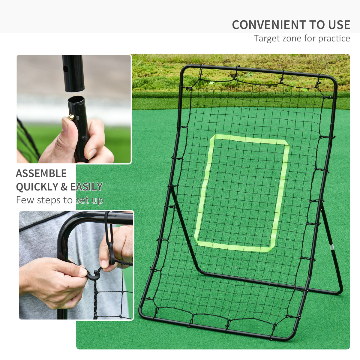 Rebounder Net with Target Zone – Kickback Training Equipment for Baseball & Ball Games - All Round Fitness