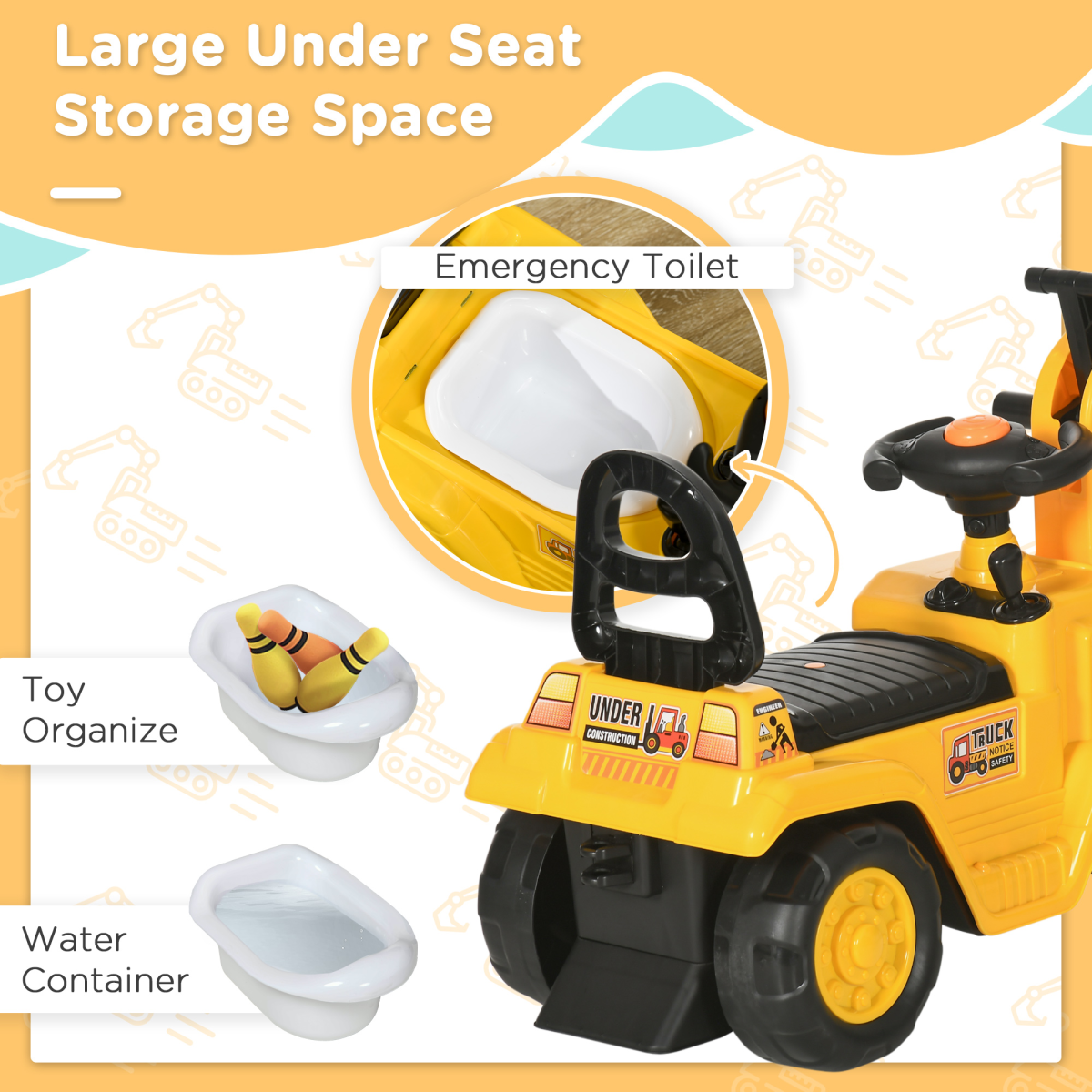 2-in-1 Kids Ride-On Digger Tractor with Bucket and Storage – Ages 1.5-4