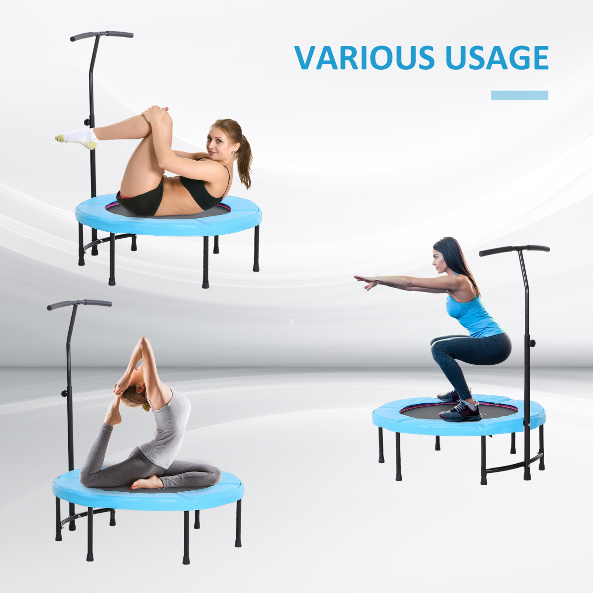 40'' Mini Trampoline for Kids & Adults - Safe Indoor Rebounder with Handle - All Round Fitness