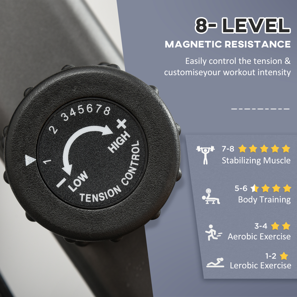 Compact HOMCOM Stationary Bike: LCD Monitor, Adjustable Seat & 8 Resistance Levels - All Round Fitness