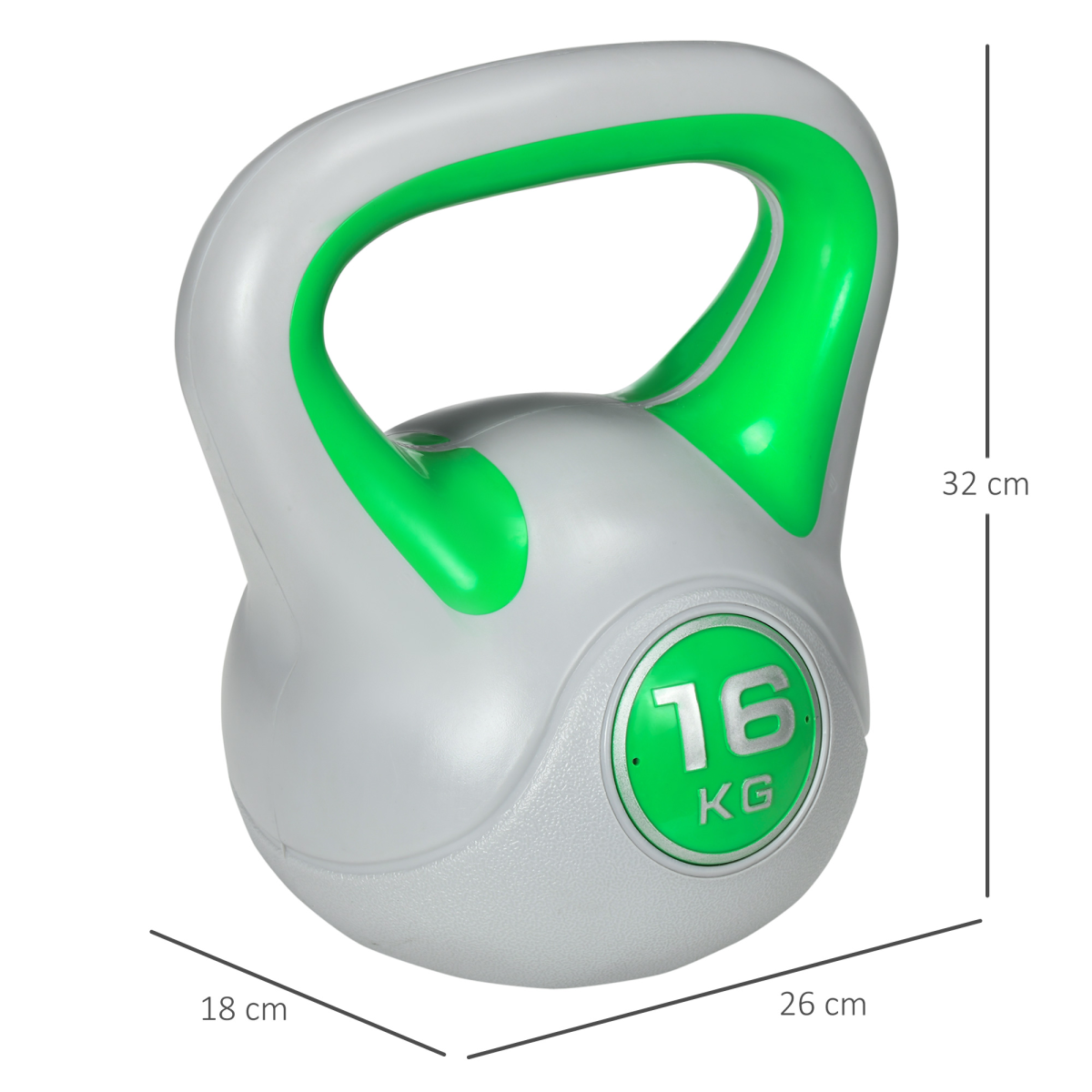 SPORTNOW 16kg Kettlebell - Versatile Home Gym Strength Training Tool - All Round Fitness