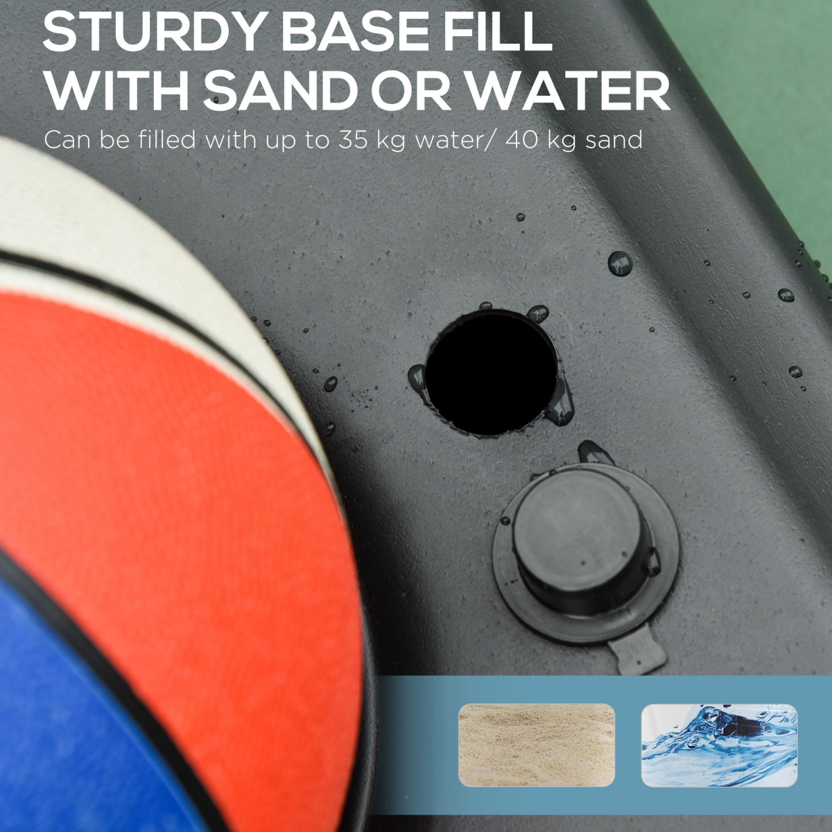 Adjustable Basketball Hoop Stand with Wheels & Fillable Base – 210-260cm