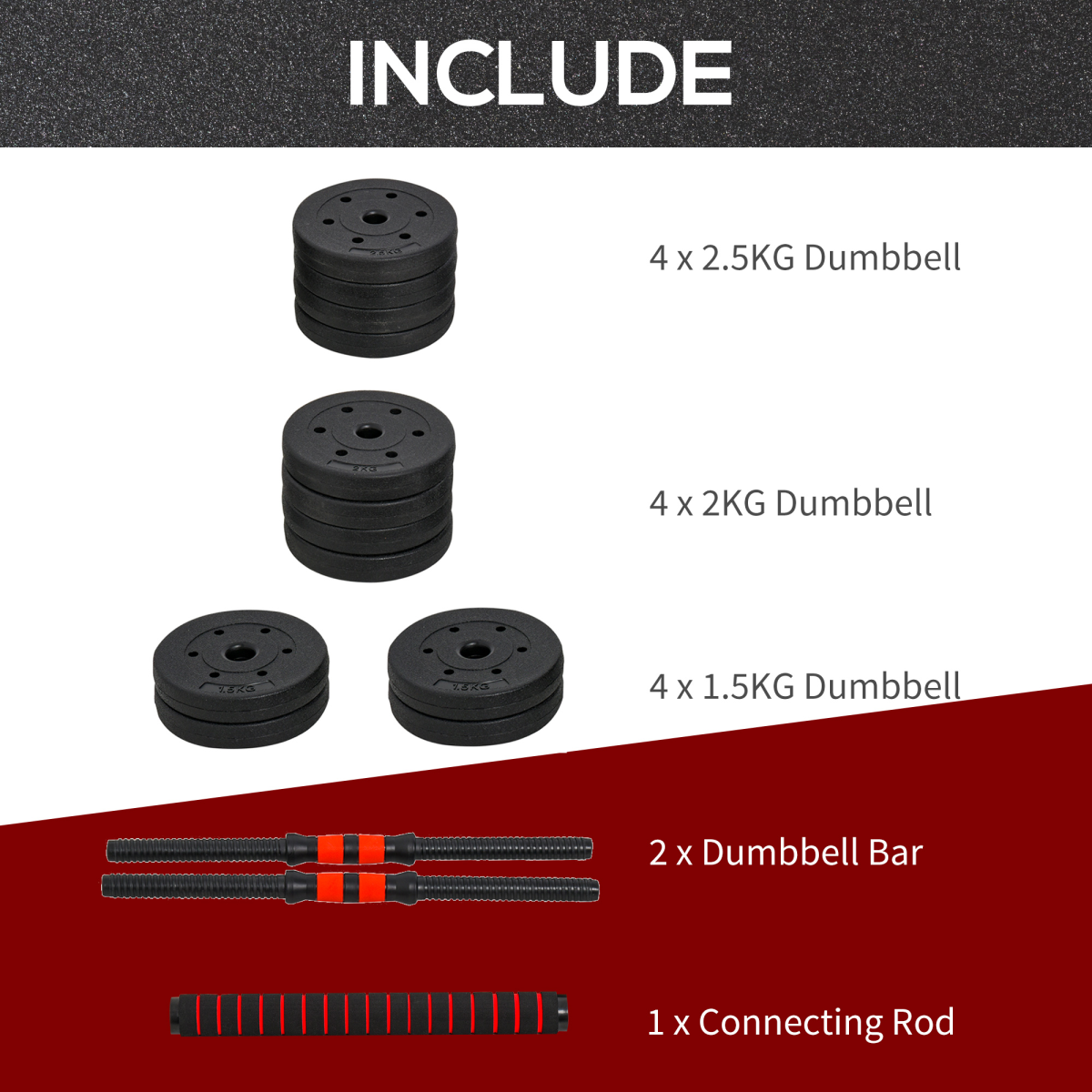 2-in-1 Adjustable 25kg Dumbbell & Barbell Set for Ultimate Home Fitness - All Round Fitness