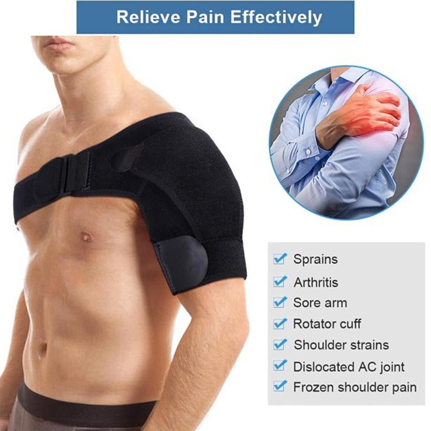 Adjustable Shoulder Brace – Rotator Cuff Support Strap for Injury, Dislocation & Compression (Left/Right, Unisex)