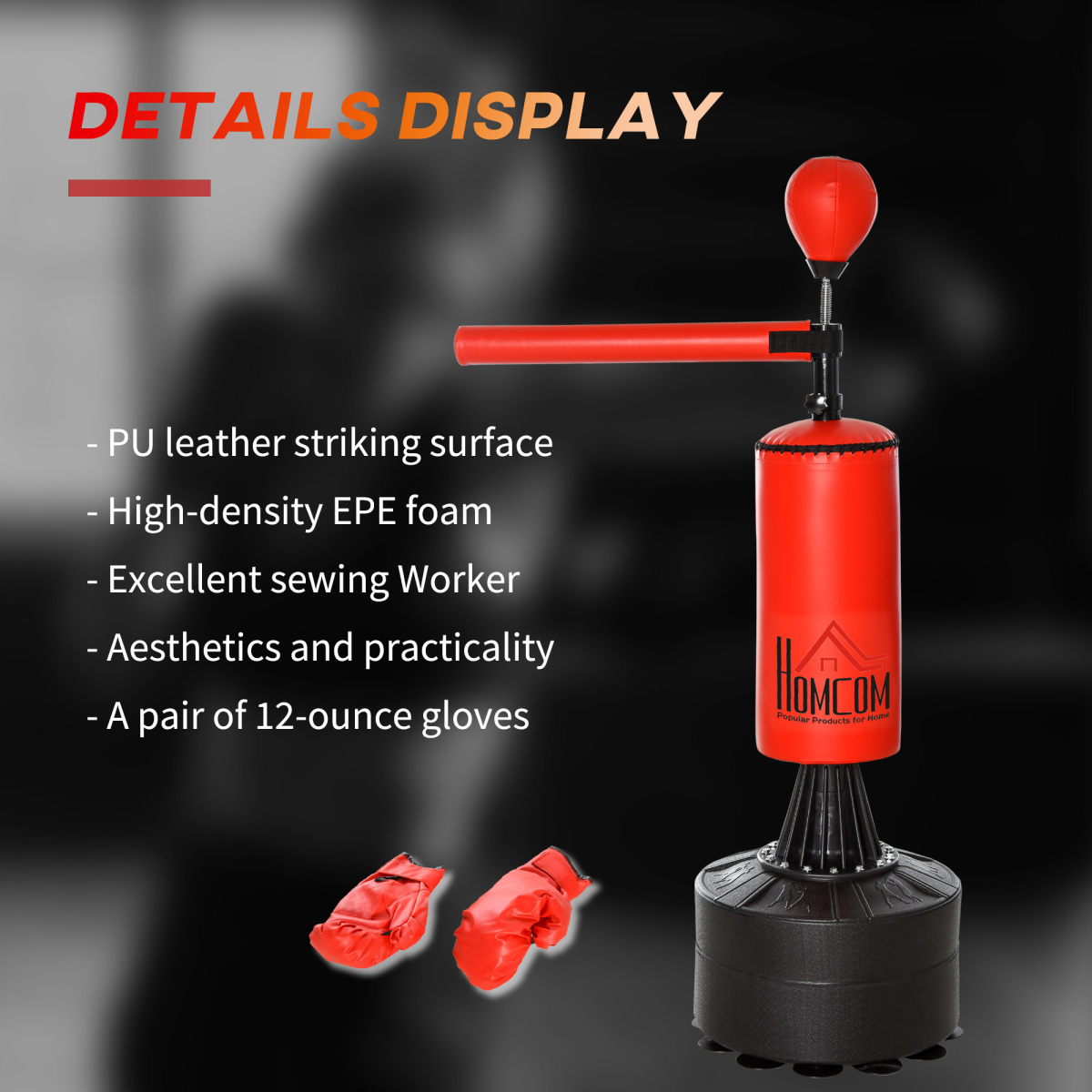 Adjustable Boxing Punch Bag Stand with Rotating Arm & Water-Weighted Base - All Round Fitness