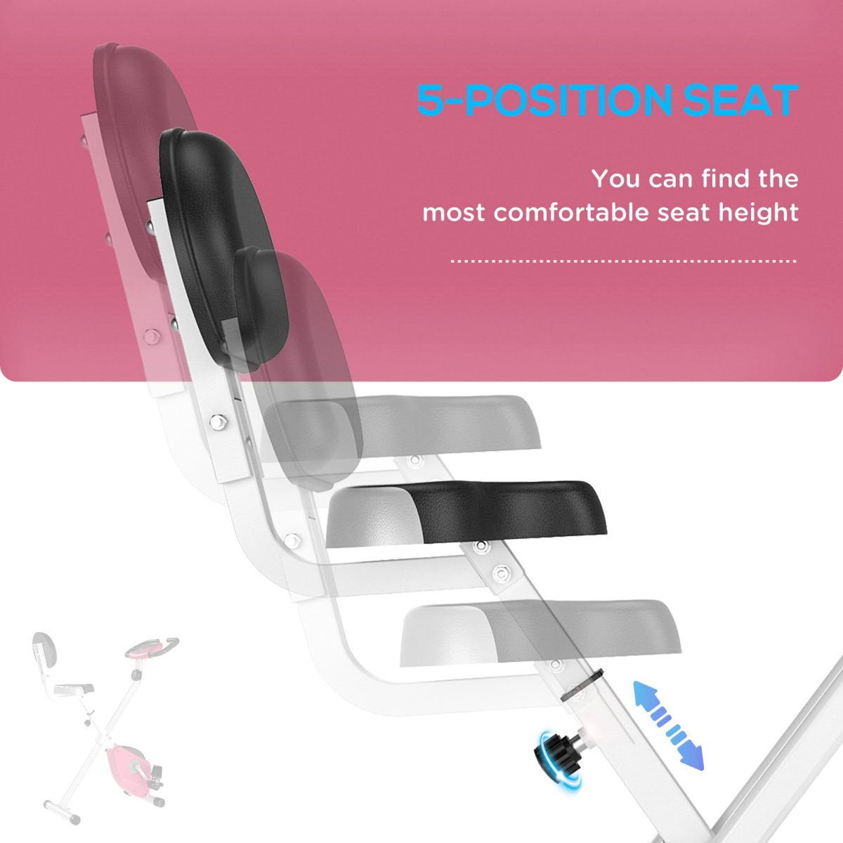 HOMCOM Magnetic Resistance Exercise Bike – Foldable Fitness Cycle with LCD Monitor & Adjustable Seat (Pink) - All Round Fitness