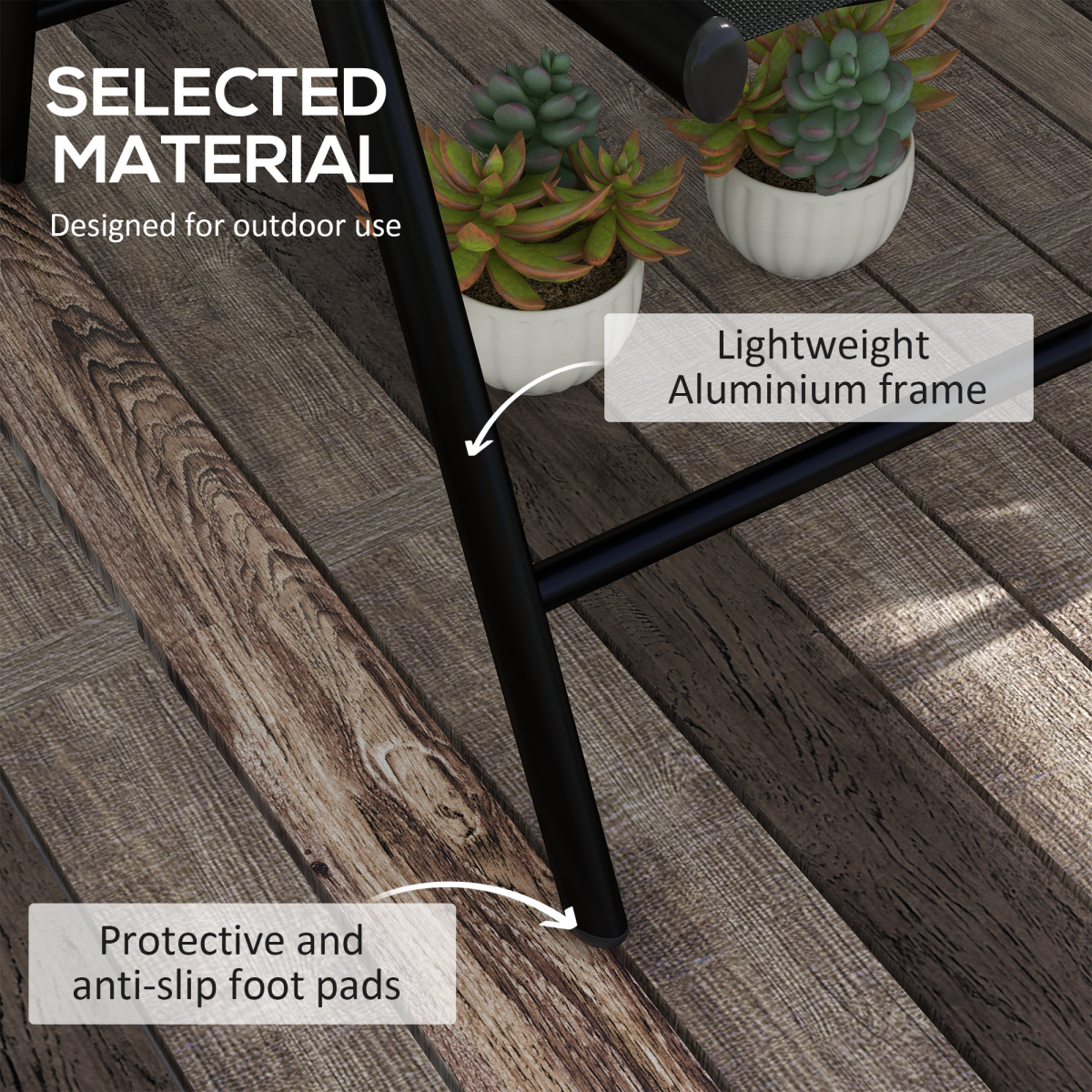 Outsunny 2PCS Outdoor Folding Chairs – Comfortable Padded Dining Chairs, Black