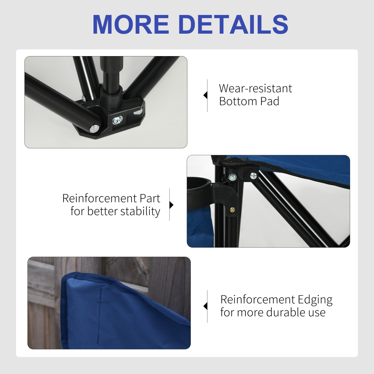 Outsunny 6 Seat Folding Bench w/ Cup Holders & Carry Bag, Steel Frame – Blue