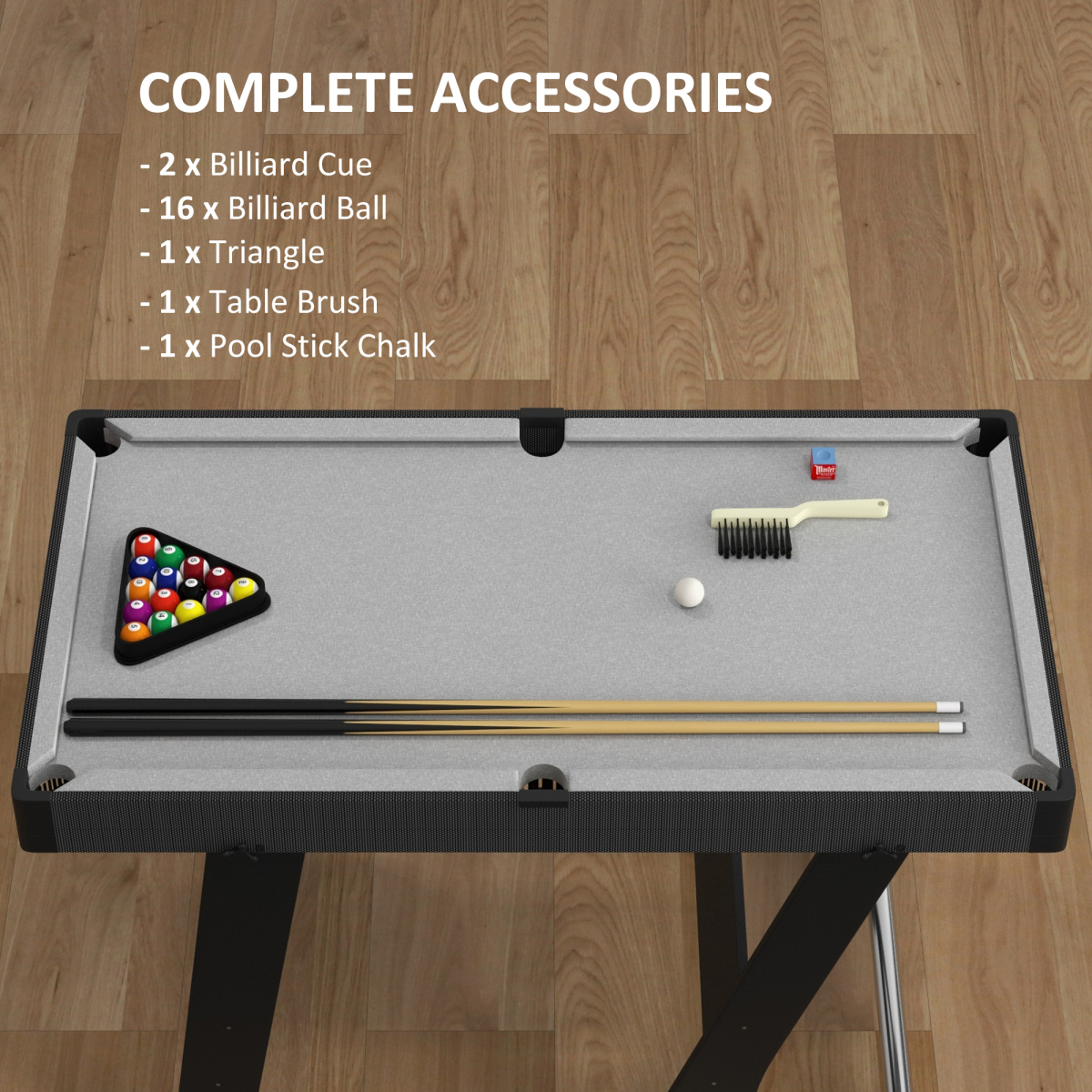 3.5ft Folding Billiard Table Set with Cues, Balls, Chalk, Triangle & Brush - All Round Fitness