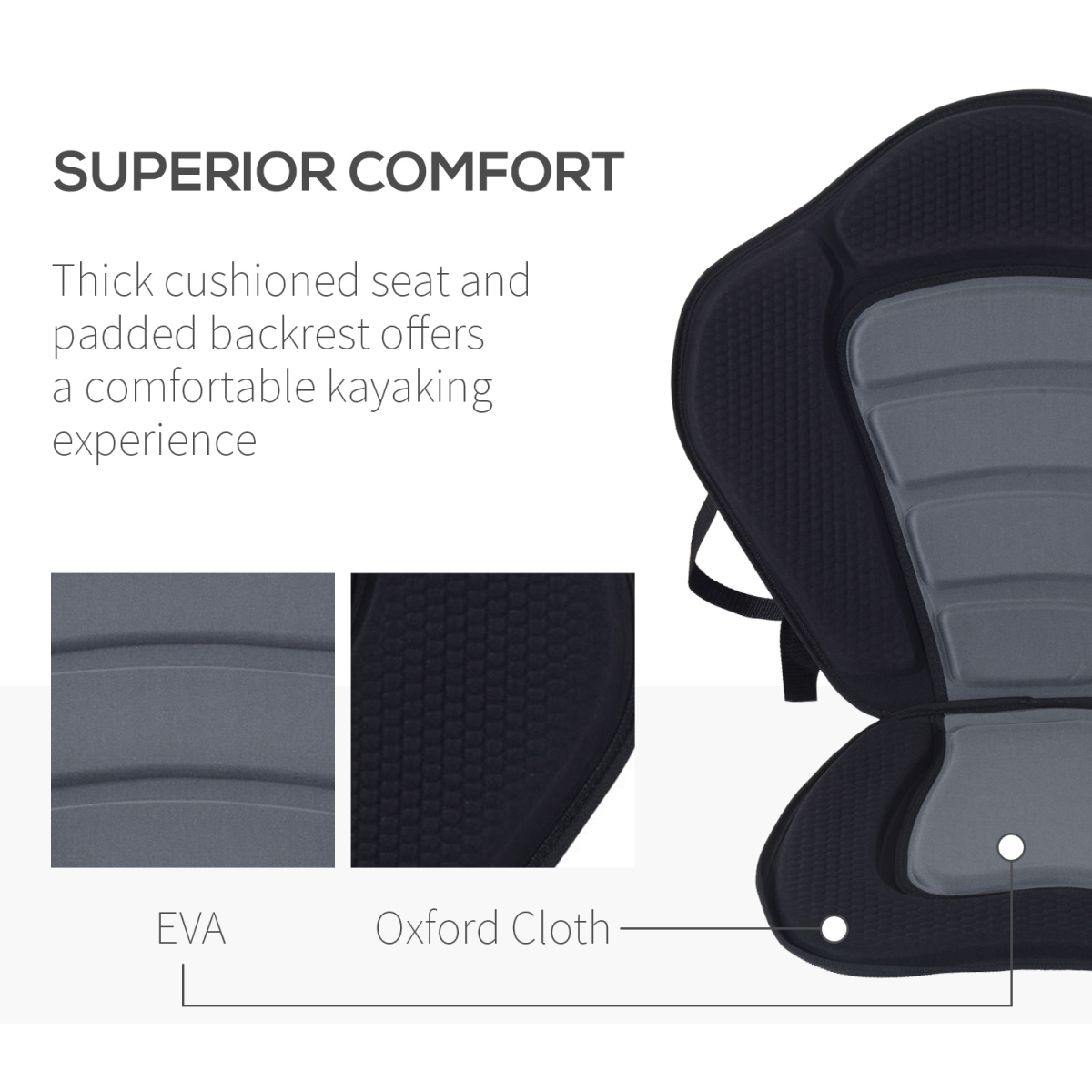 HOMCOM Comfort Padded Kayak Seat & Backrest - Detachable & Supportive Design - All Round Fitness