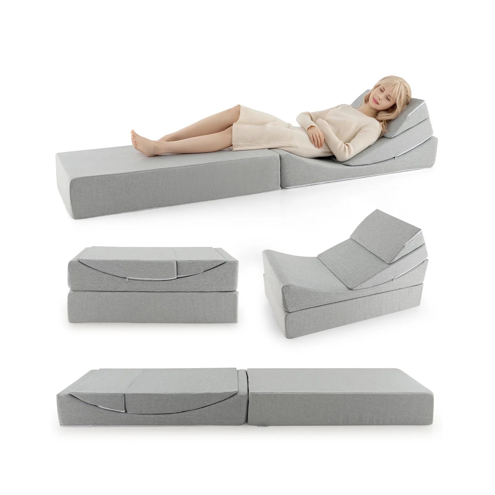 Convertible Sofa Bed with High-Density Foam Mattress