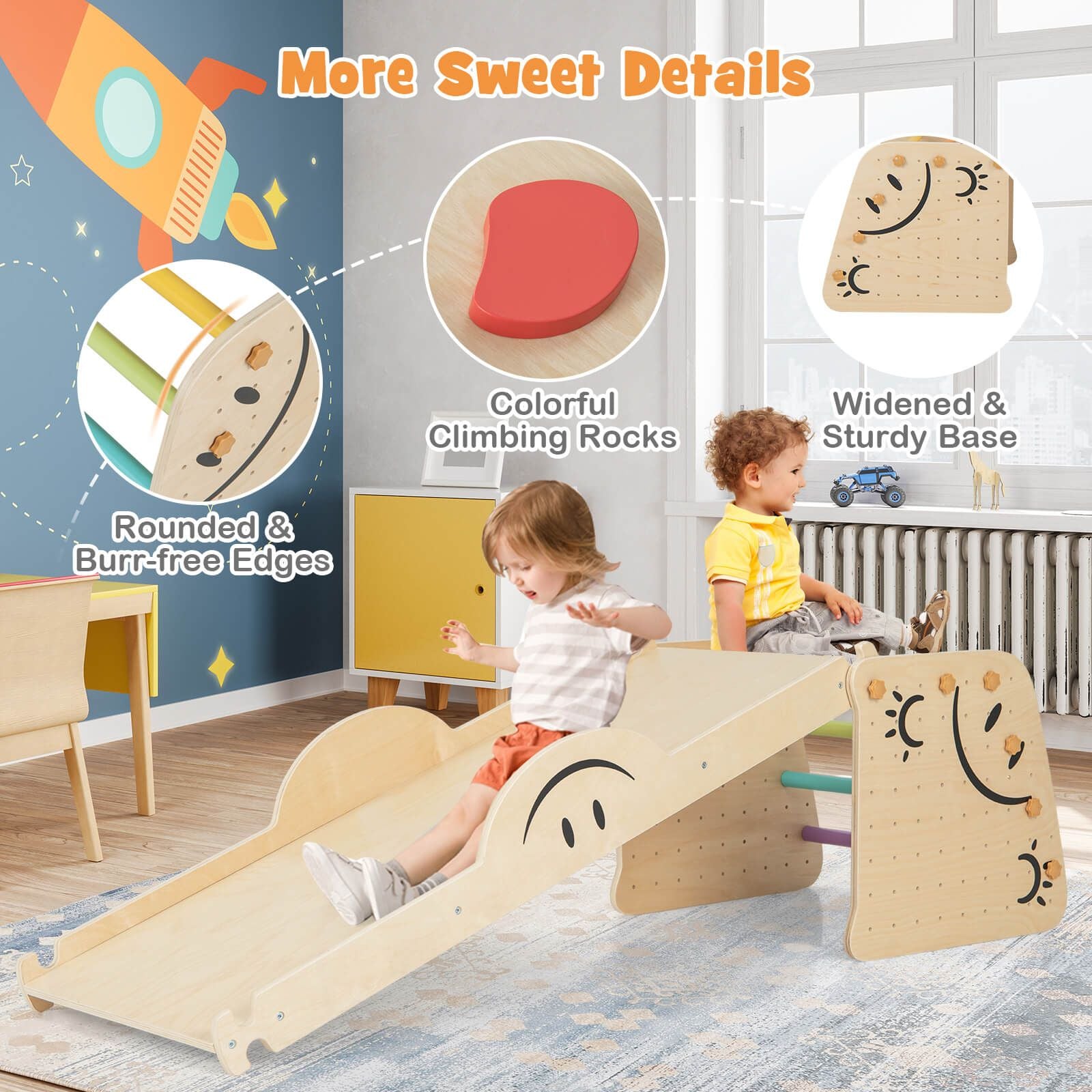 6-in-1 Wooden Indoor Climbing Toy for Kids | Slide, Ramp, Seesaw, Ladder & Convertible Step Stool