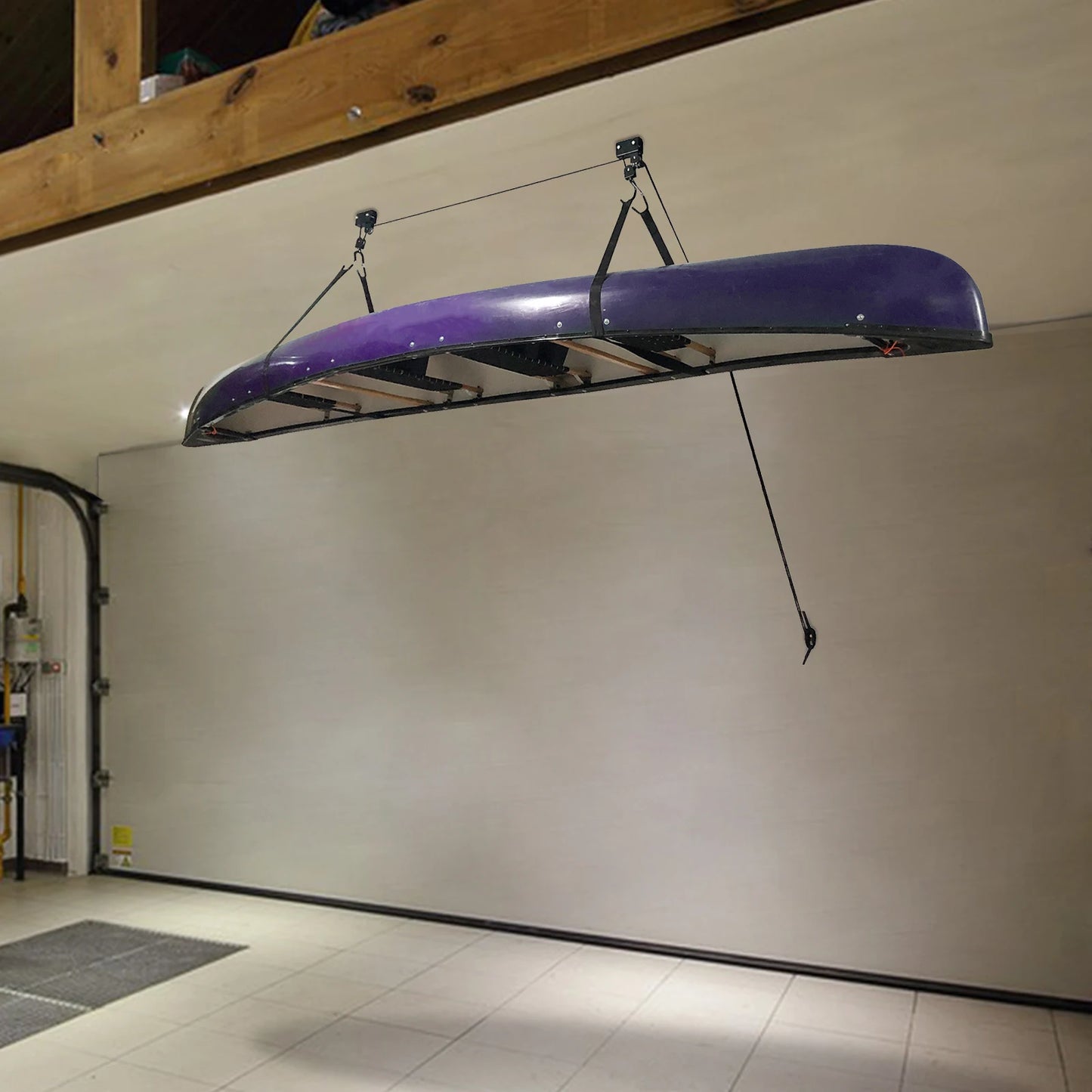 Kayak Hoist Lift with 52.49Ft Polypropylene Fiber Rope, Iron, Labor-Saving, Ceiling Mounted Kayak Canoe Hoist for Garage Storage