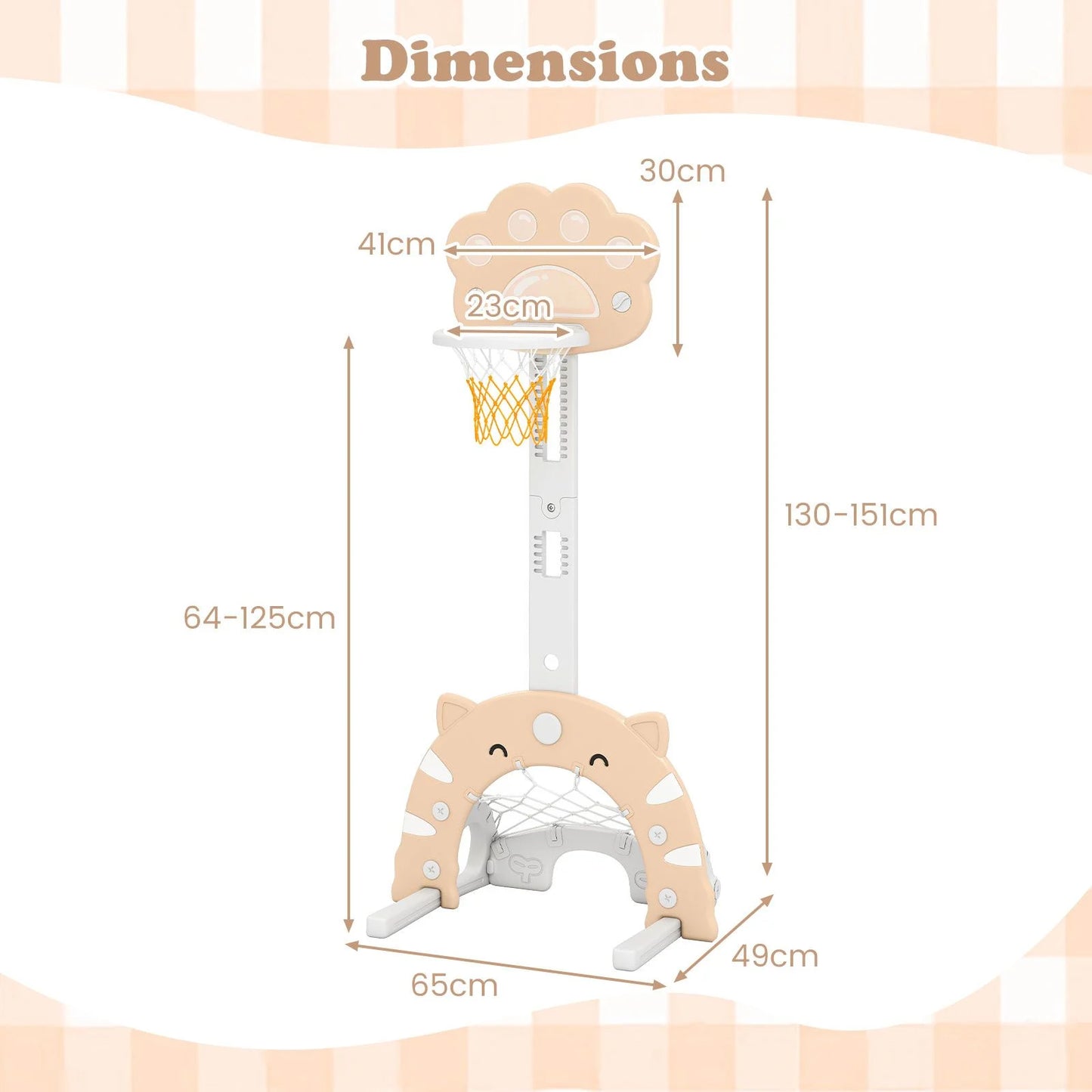 Adjustable 3-in-1 Kids Sports Center with Basketball Hoop and Soccer Game