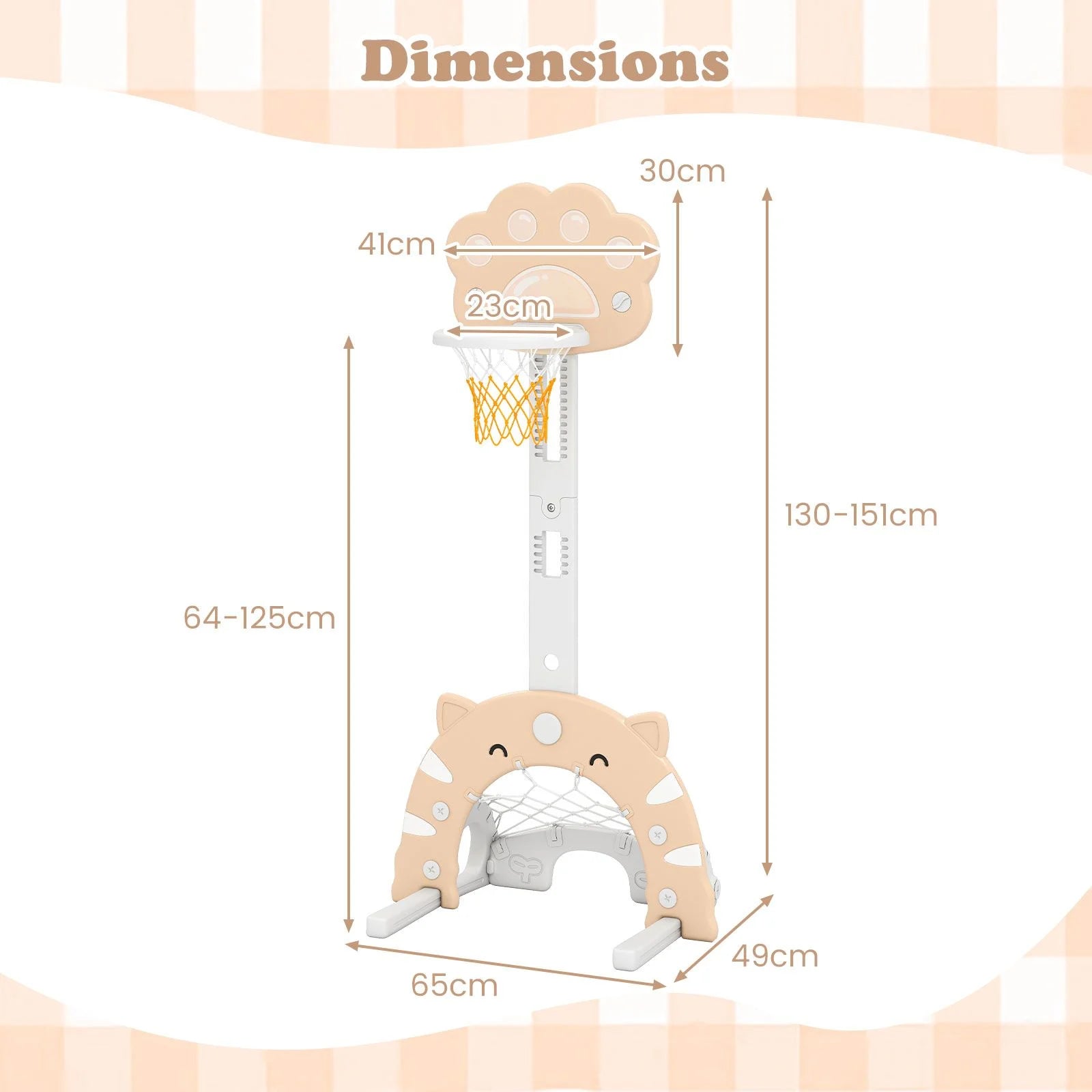 Adjustable 3-in-1 Kids Sports Center with Basketball Hoop and Soccer Game