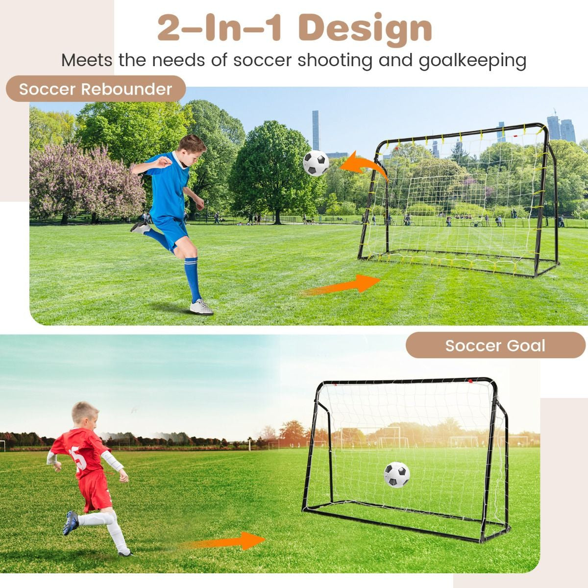 2-in-1 Soccer Rebounder and Goal for Children Aged 6 and Above