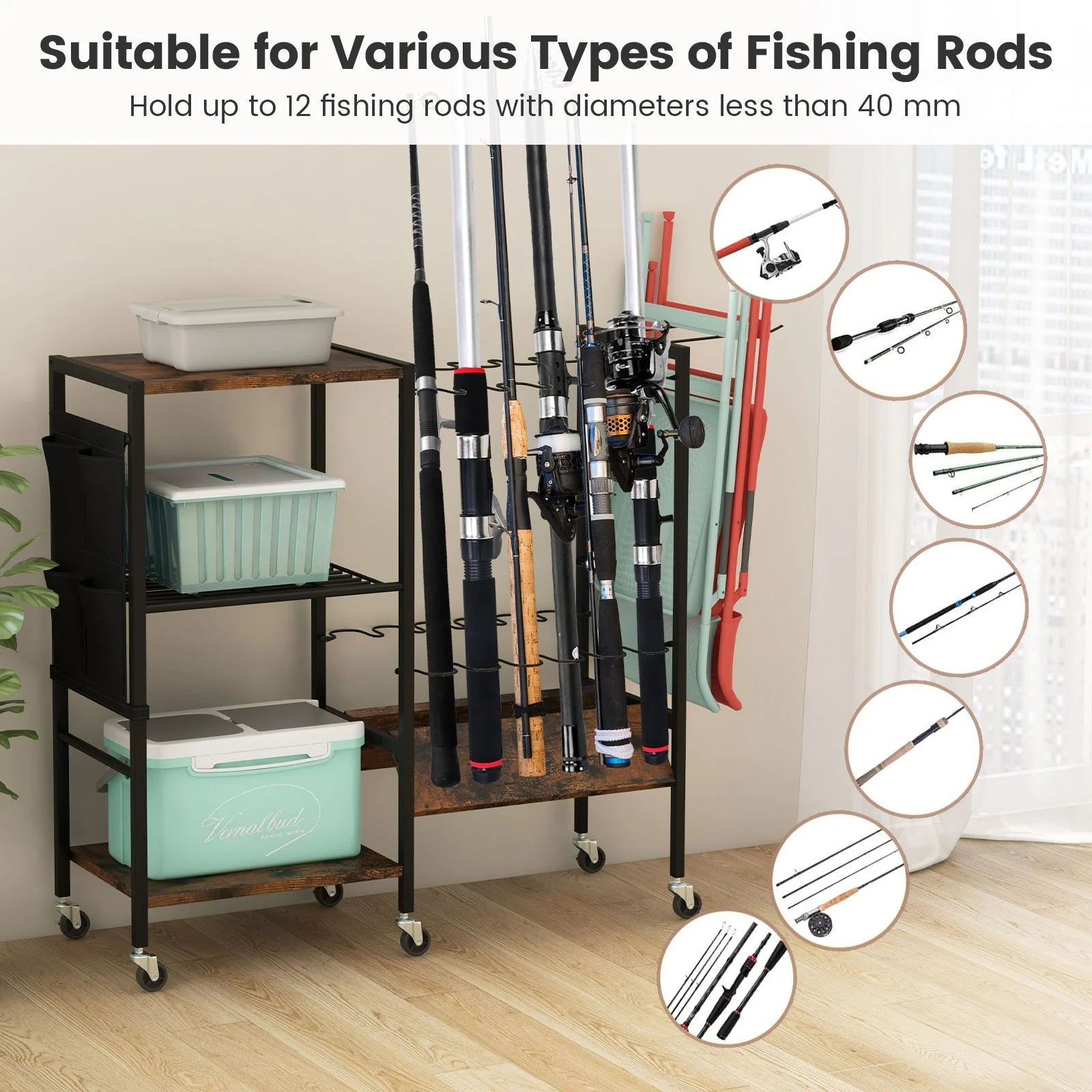 Lockable Universal Wheel Fishing Rod Holder