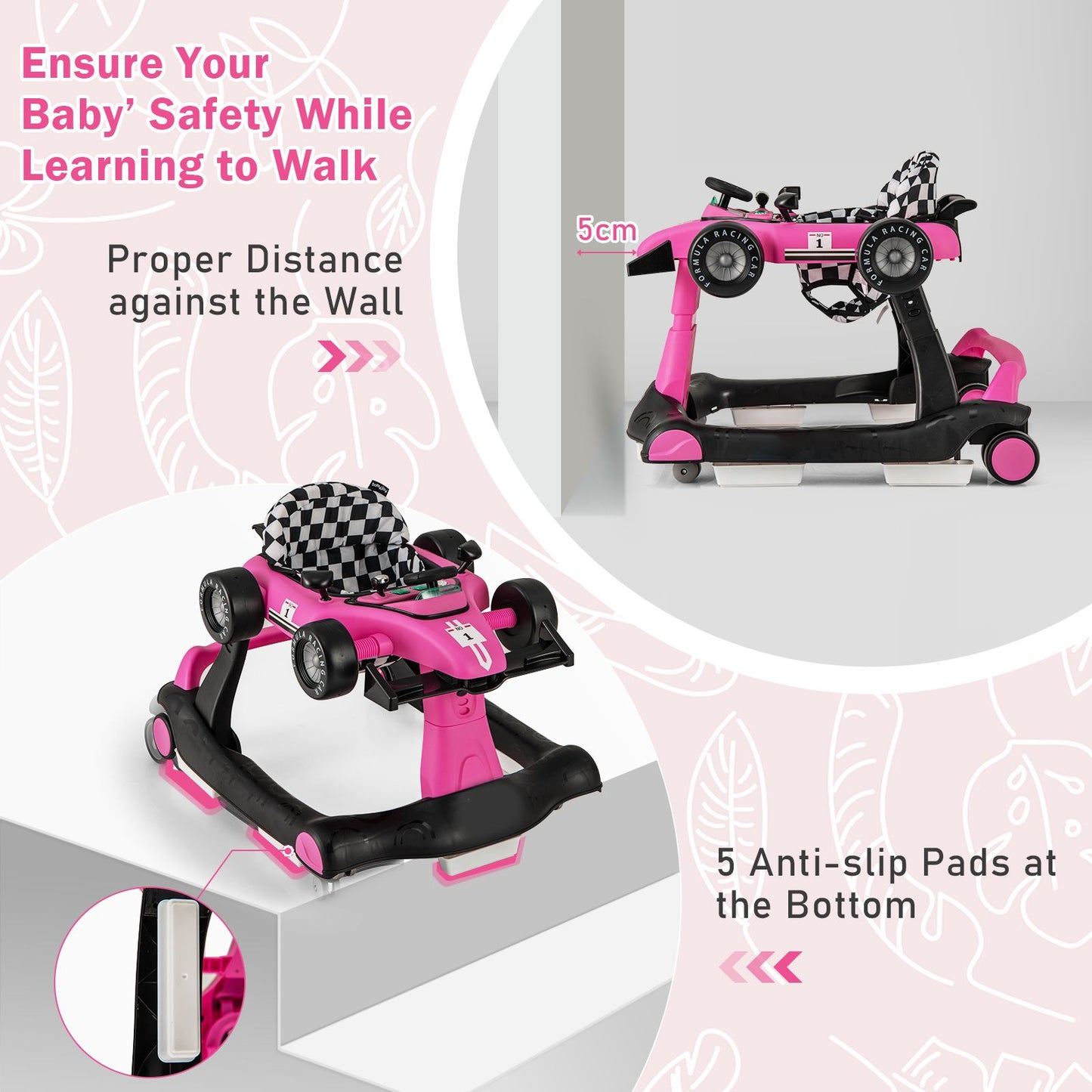 4-in-1 Adjustable Height and Speed Baby Push Walker