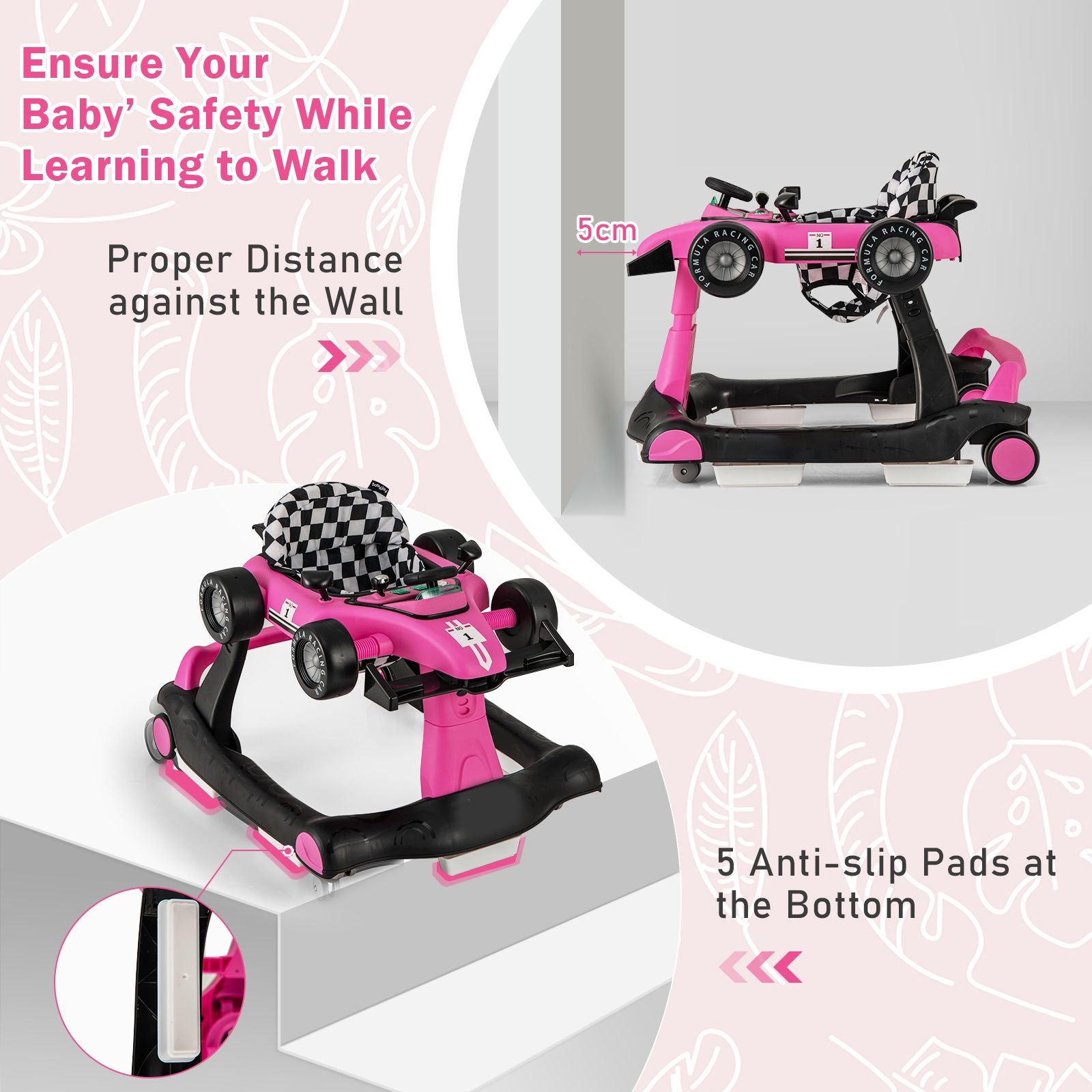 4-in-1 Adjustable Height and Speed Baby Push Walker