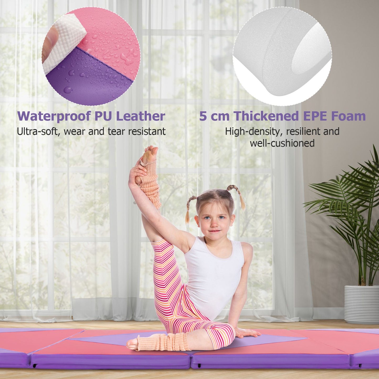 240 cm PU Leather Folding Gymnastics Mat